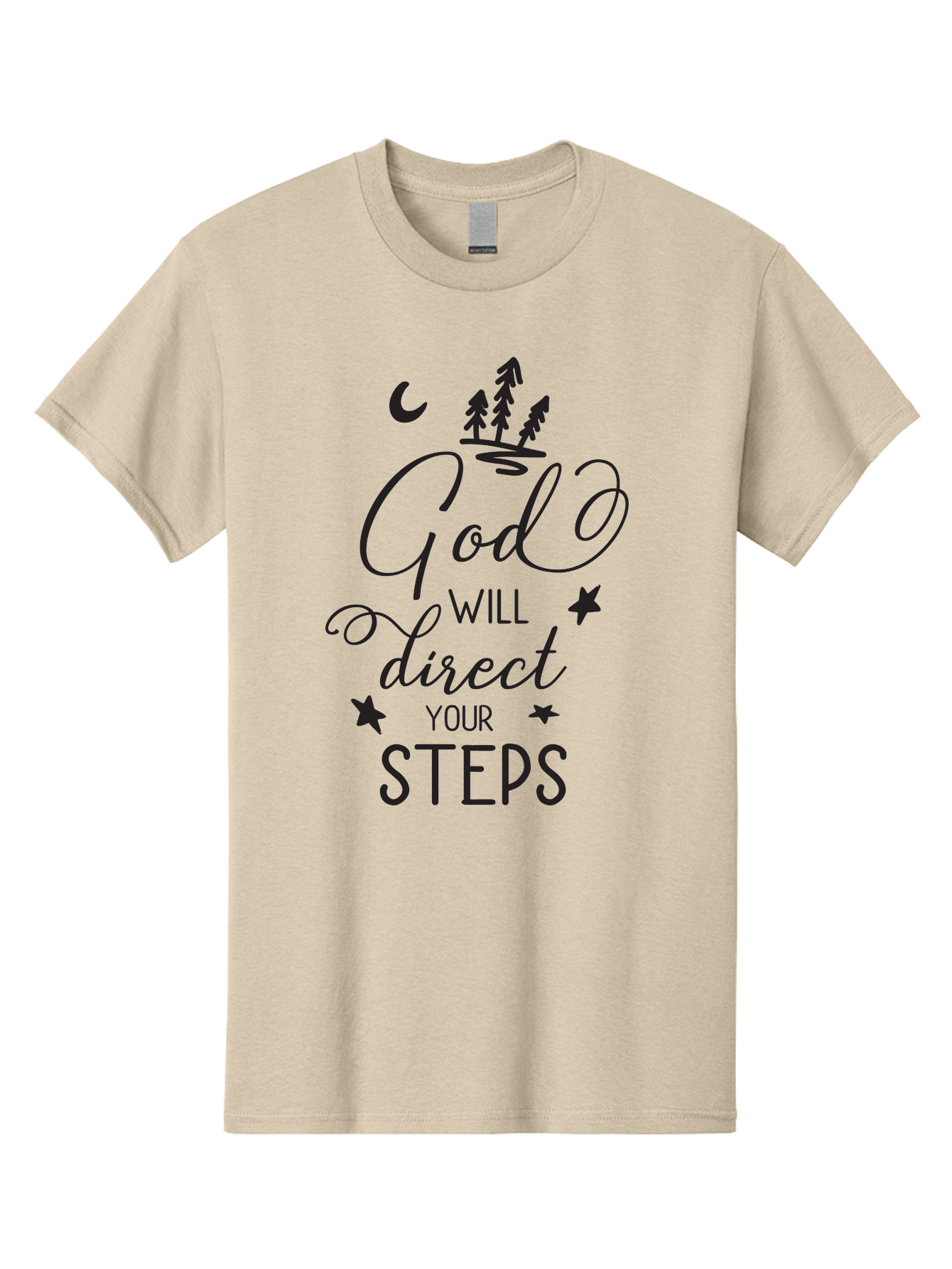 God-Will-Direct-Your-Steps Men'S Graphic Tee, 100% Cotton, Comfortable Casual Summer Wear, Machine Washable, Inspirational Quote, Motivational Phrase, God Will Direct Your Steps, Faith-Based Message, Spiritual Guidance, Positive Affirmation, Aac770