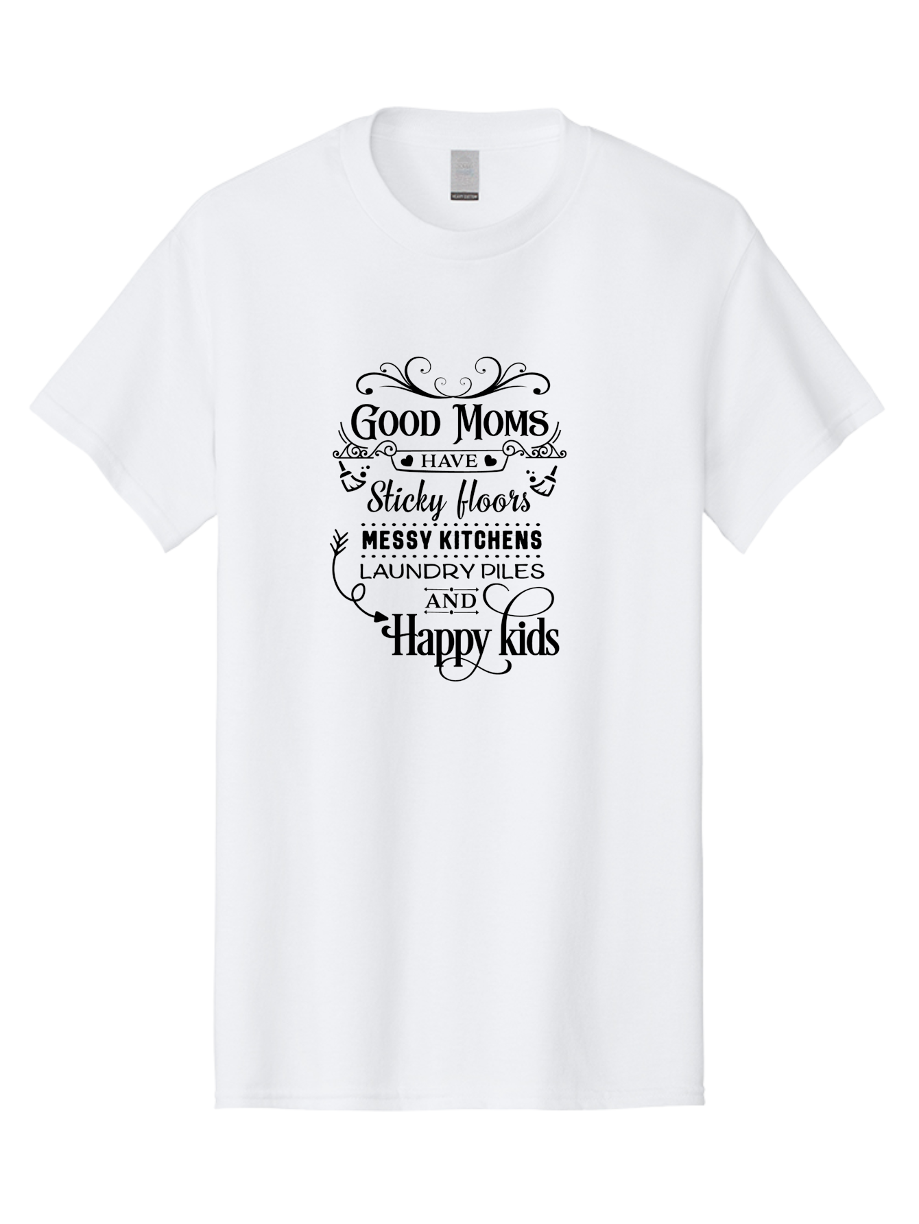 Good-Moms Men'S Graphic Tee, 100% Cotton, Comfortable Casual Summer Wear, Machine Washable, Good Moms, Happy Kids, Messy Kitchens, Laundry Piles, Sticky Floors, Motherhood, Parenting, Family Life, Motherly Love, Mom Quotes Aac771