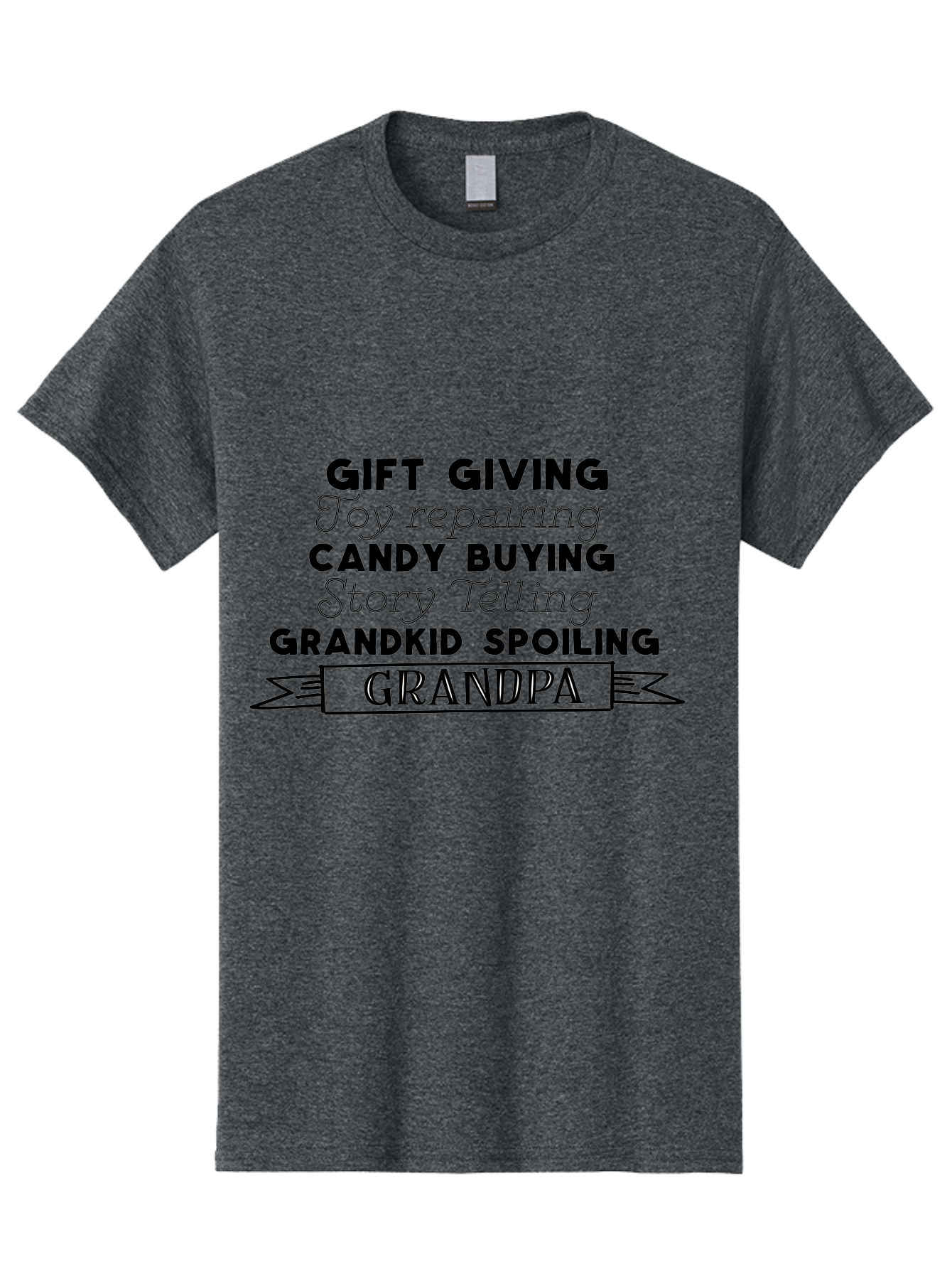Grandpa Men'S Graphic Tee, 100% Cotton, Comfortable Casual Summer Wear, Machine Washable, Gift Giving, Toy Repairing, Candy Buying, Story Telling, Grandkid Spoiling, Grandpa Gifts, Father'S Day Gifts, Custom Grandpa Gifts, Aac776