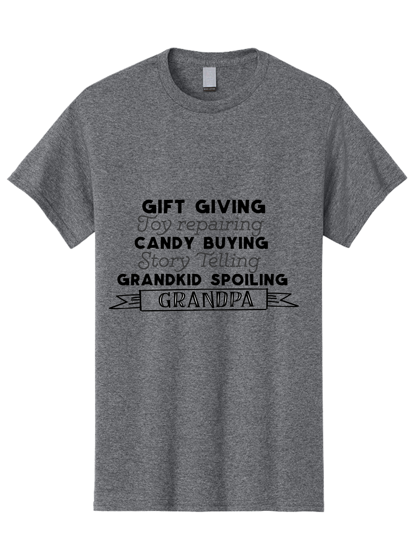 Grandpa Men'S Graphic Tee, 100% Cotton, Comfortable Casual Summer Wear, Machine Washable, Gift Giving, Toy Repairing, Candy Buying, Story Telling, Grandkid Spoiling, Grandpa Gifts, Father'S Day Gifts, Custom Grandpa Gifts, Aac776