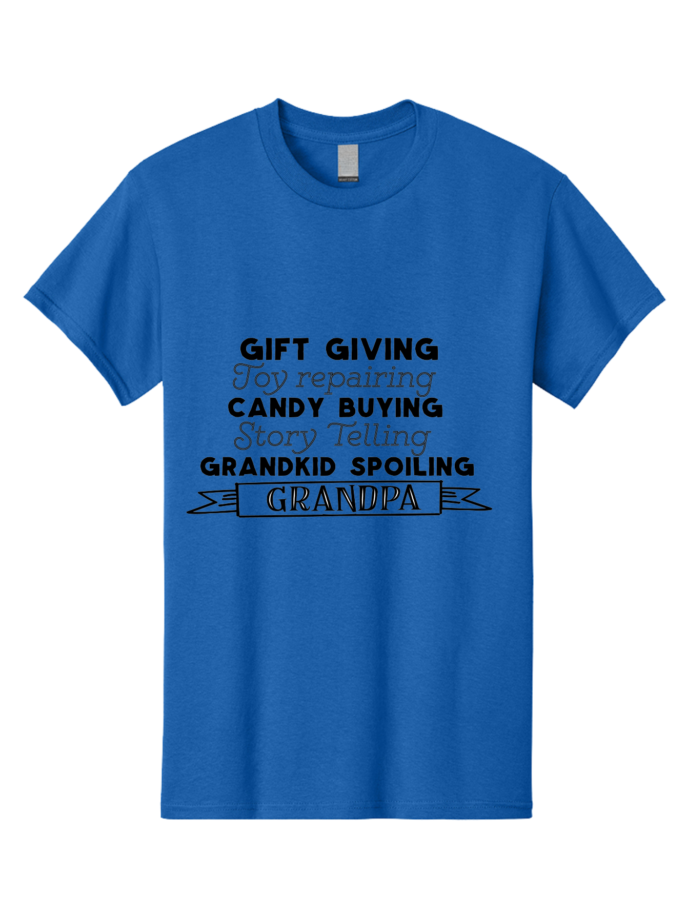 Grandpa Men'S Graphic Tee, 100% Cotton, Comfortable Casual Summer Wear, Machine Washable, Gift Giving, Toy Repairing, Candy Buying, Story Telling, Grandkid Spoiling, Grandpa Gifts, Father'S Day Gifts, Custom Grandpa Gifts, Aac776