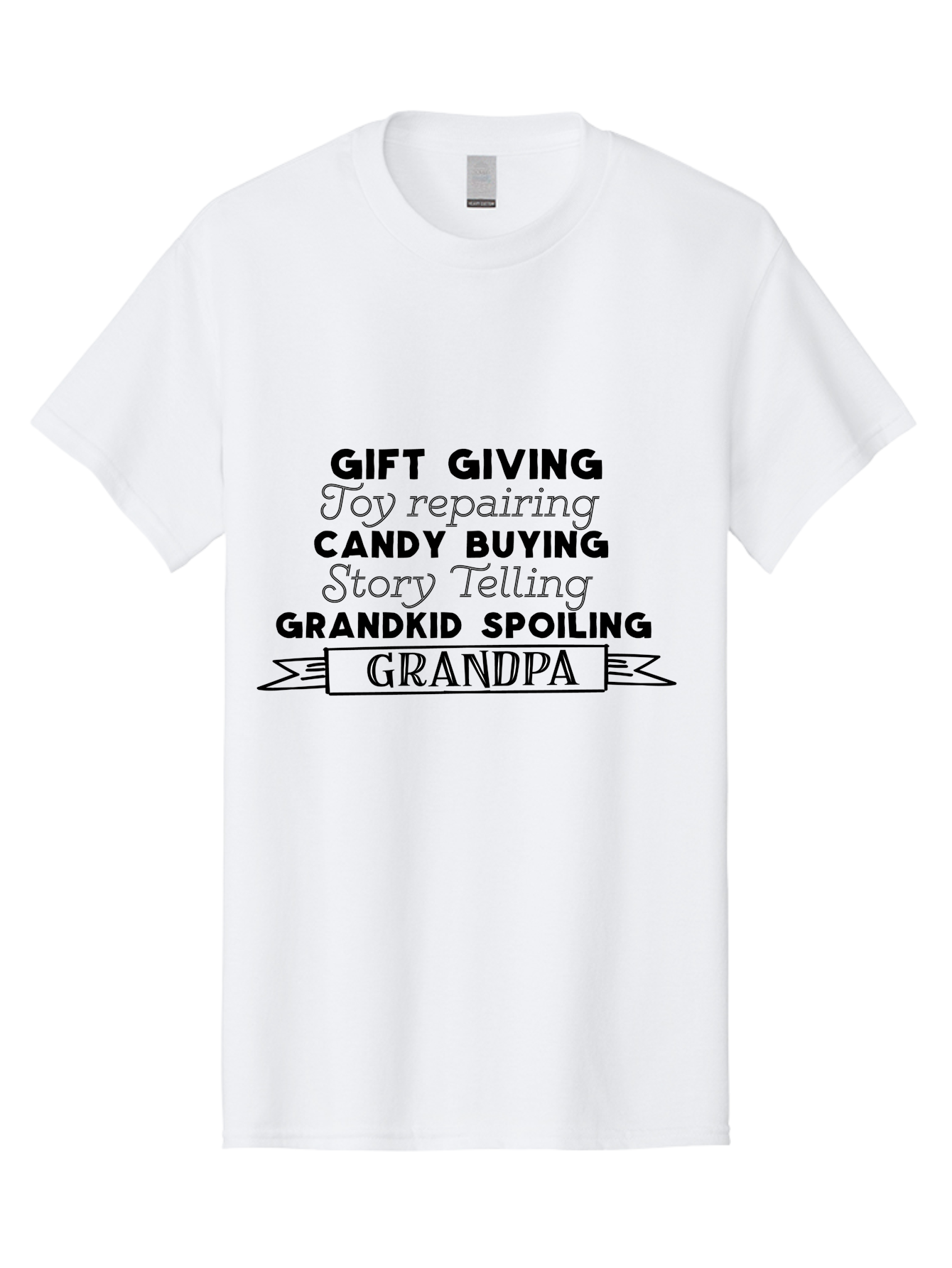 Grandpa Men'S Graphic Tee, 100% Cotton, Comfortable Casual Summer Wear, Machine Washable, Gift Giving, Toy Repairing, Candy Buying, Story Telling, Grandkid Spoiling, Grandpa Gifts, Father'S Day Gifts, Custom Grandpa Gifts, Aac776