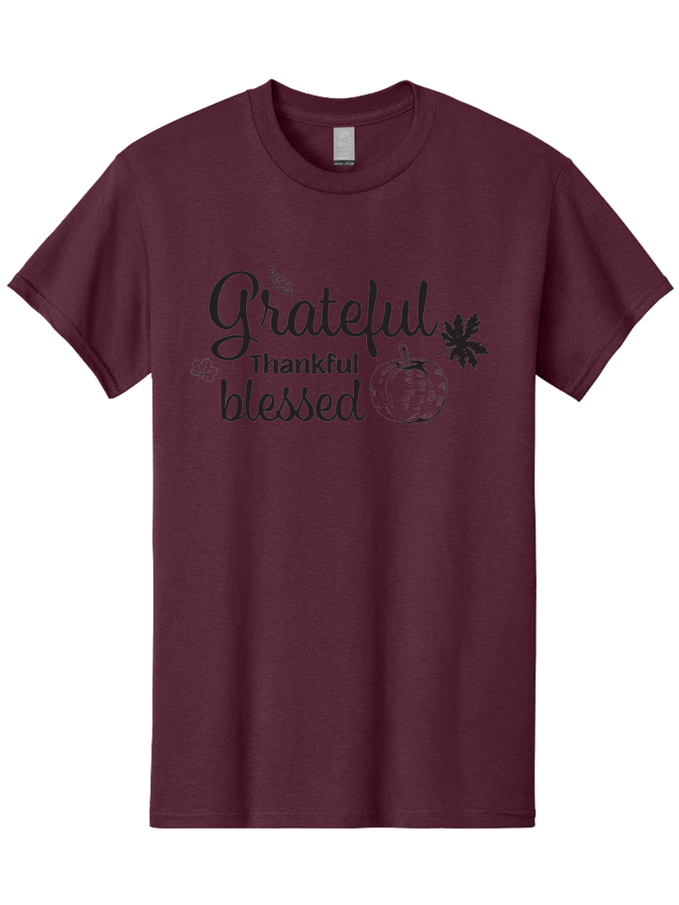 Grateful-Thankful-Blessed Men'S Graphic Tee, 100% Cotton, Comfortable Casual Summer Wear, Machine Washable, Grateful Thankful Blessed, Fall Season, Autumn Leaves, Pumpkin Illustration, Harvest Theme, Positive Vibes, Gratitude, Thankfulness, Aac777
