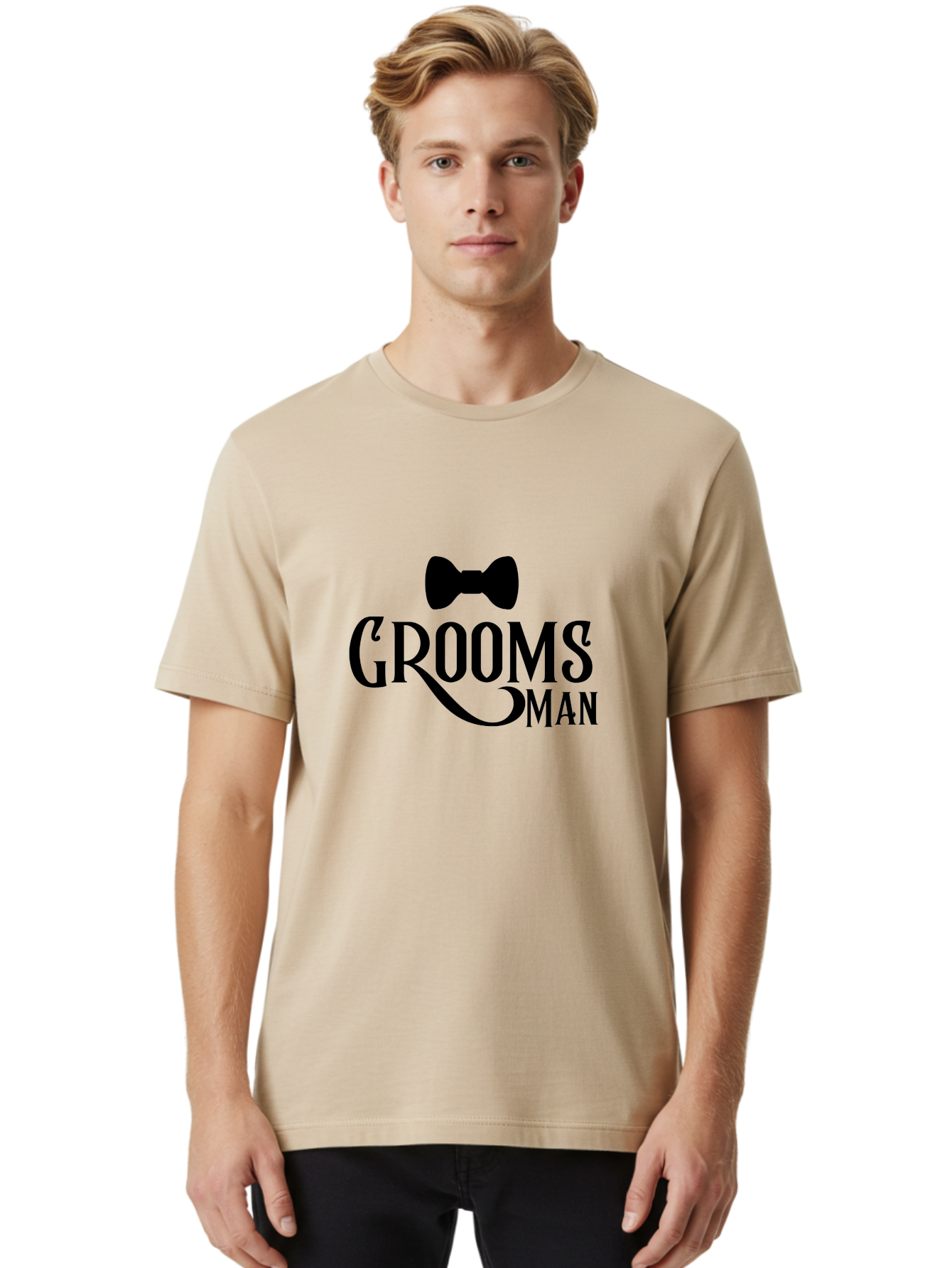 Groomsman Men'S Graphic Tee, 100% Cotton, Comfortable Casual Summer Wear, Machine Washable, Groomsman, Bow Tie, Wedding Party, Best Man, Stylish Men, Wedding Accessories, Formal Wear, Groomsmen Gifts Aac780