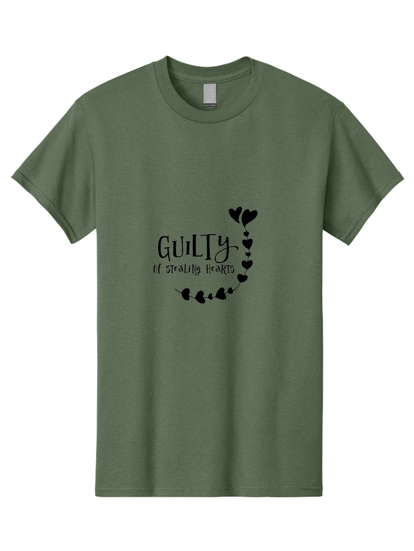 Guilty-Of-Stealing-Hearts Men'S Graphic Tee, 100% Cotton, Comfortable Casual Summer Wear, Machine Washable, Guilty Of Stealing Hearts, Heartbreak, Love, Valentines Day, Romance, Black Hearts, Love Affair, Heart Design, Playful Font Aac782