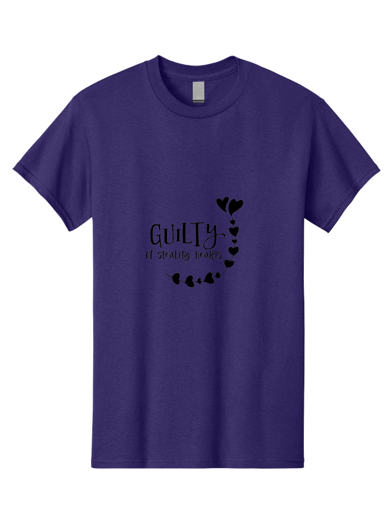 Guilty-Of-Stealing-Hearts Men'S Graphic Tee, 100% Cotton, Comfortable Casual Summer Wear, Machine Washable, Guilty Of Stealing Hearts, Heartbreak, Love, Valentines Day, Romance, Black Hearts, Love Affair, Heart Design, Playful Font Aac782