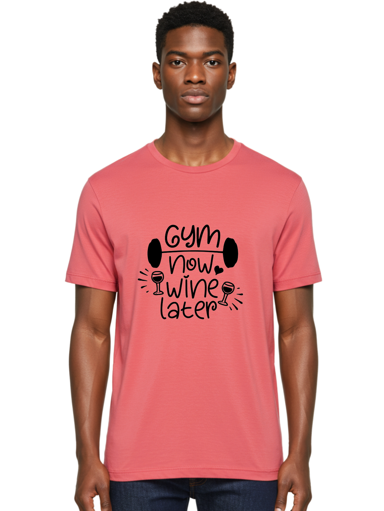 Gym-Now-Wine-Later Men'S Graphic Tee, 100% Cotton, Comfortable Casual Summer Wear, Machine Washable, Gym Motivation, Fitness Quote, Wine Lover, Workout Inspiration, Balance, Fitness Humor, Healthy Lifestyle, Gym And Wine Aac784