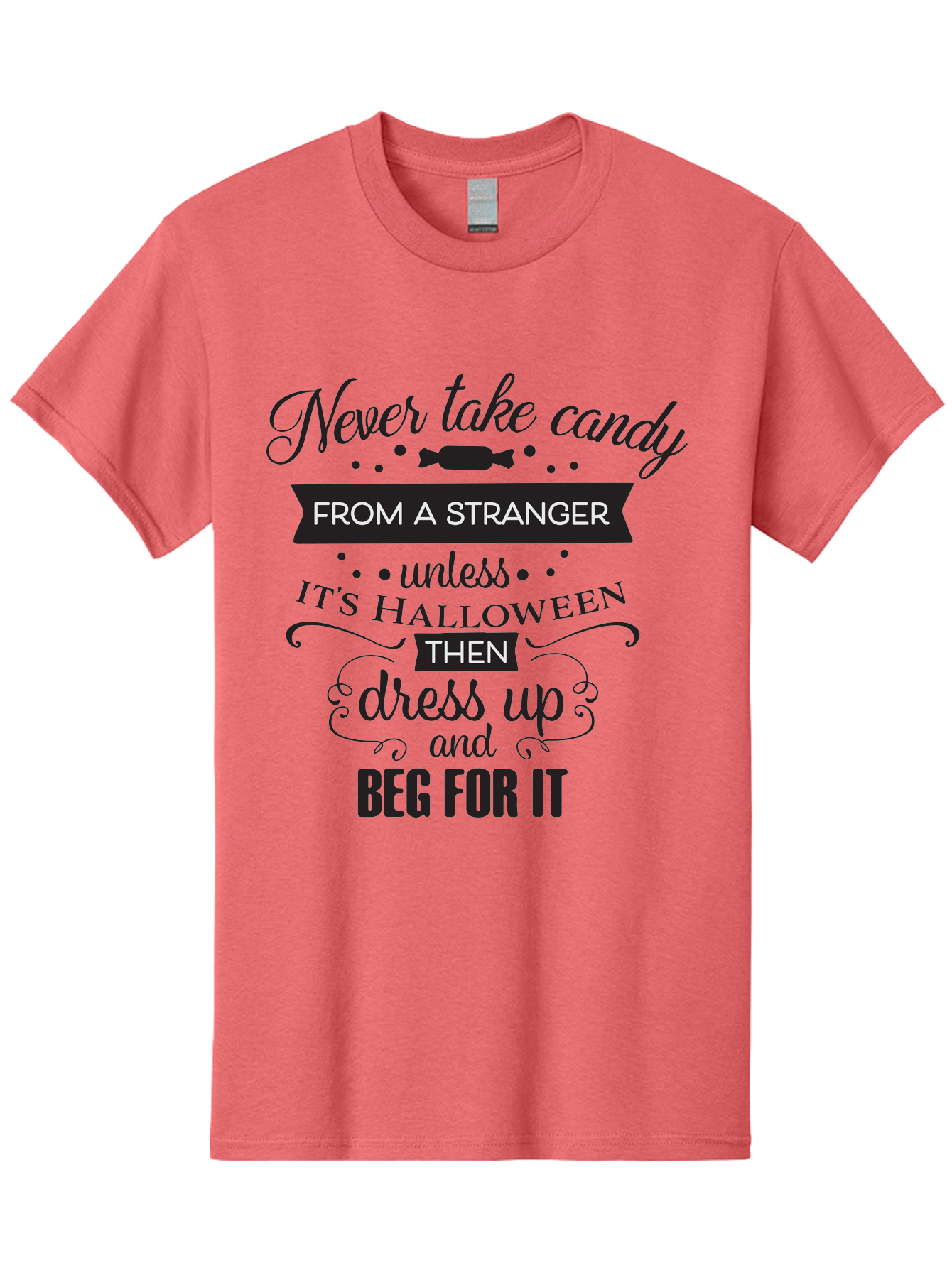 Halloween-Candy-Safety Men'S Graphic Tee, 100% Cotton, Comfortable Casual Summer Wear, Machine Washable, Halloween Safety, Candy From Strangers, Trick-Or-Treat, Halloween Humor, Funny Quotes, Candy Begging, Halloween Fun Aac787