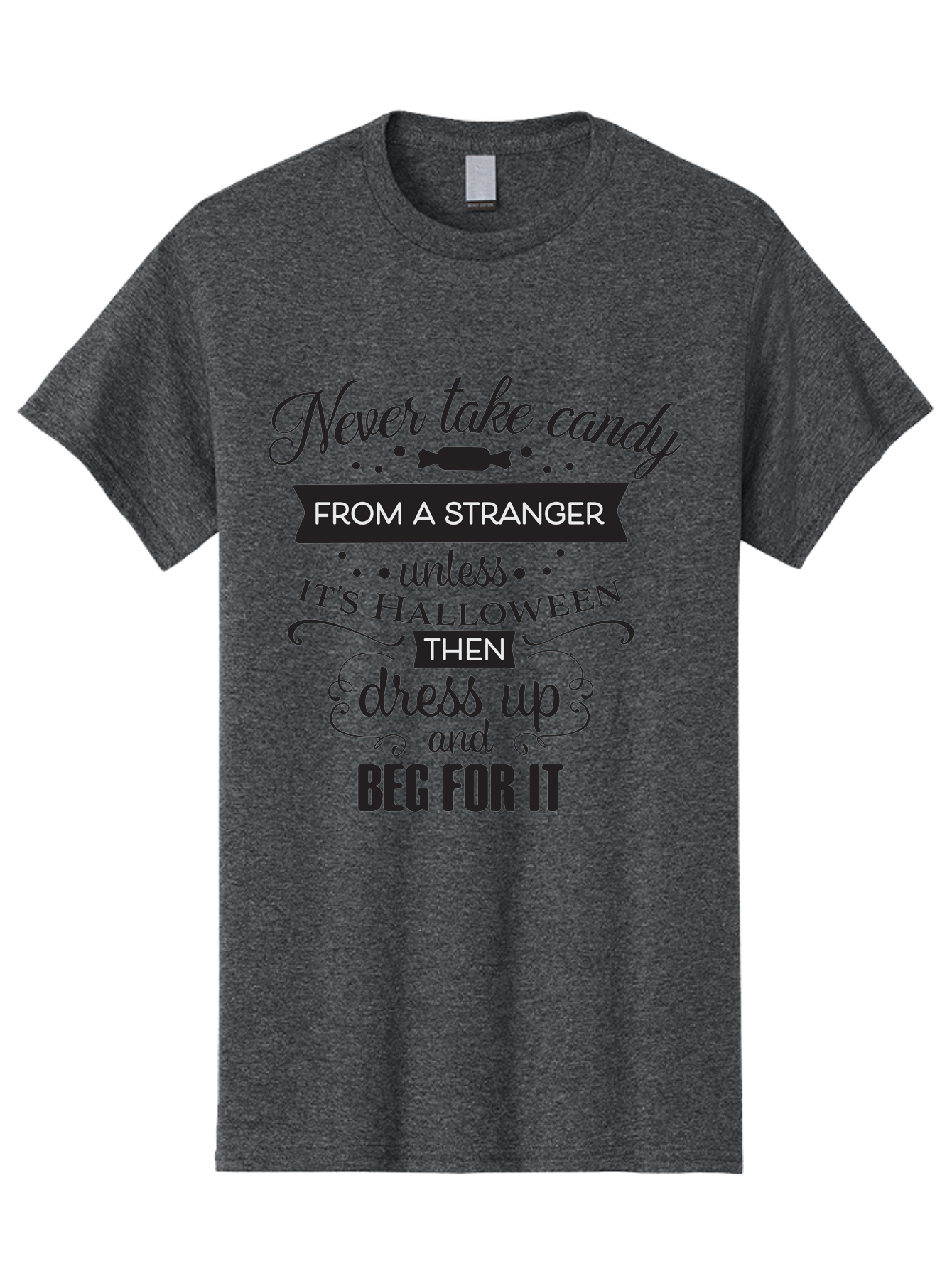 Halloween-Candy-Safety Men'S Graphic Tee, 100% Cotton, Comfortable Casual Summer Wear, Machine Washable, Halloween Safety, Candy From Strangers, Trick-Or-Treat, Halloween Humor, Funny Quotes, Candy Begging, Halloween Fun Aac787