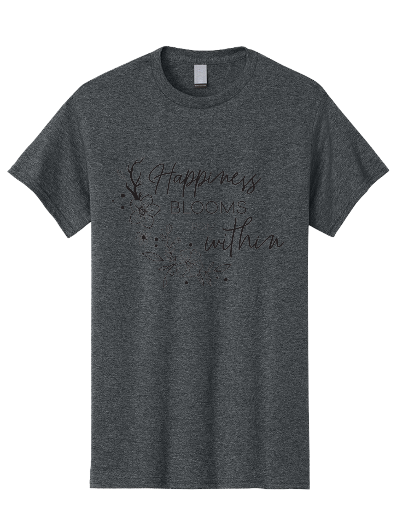 Happiness-Blooms Men'S Graphic Tee, 100% Cotton, Comfortable Casual Summer Wear, Machine Washable, Happiness Blooms, Inner Happiness, Positive Affirmations, Floral Designs, Inspirational Quotes, Motivational Quotes, Floral Illustrations, Aac794
