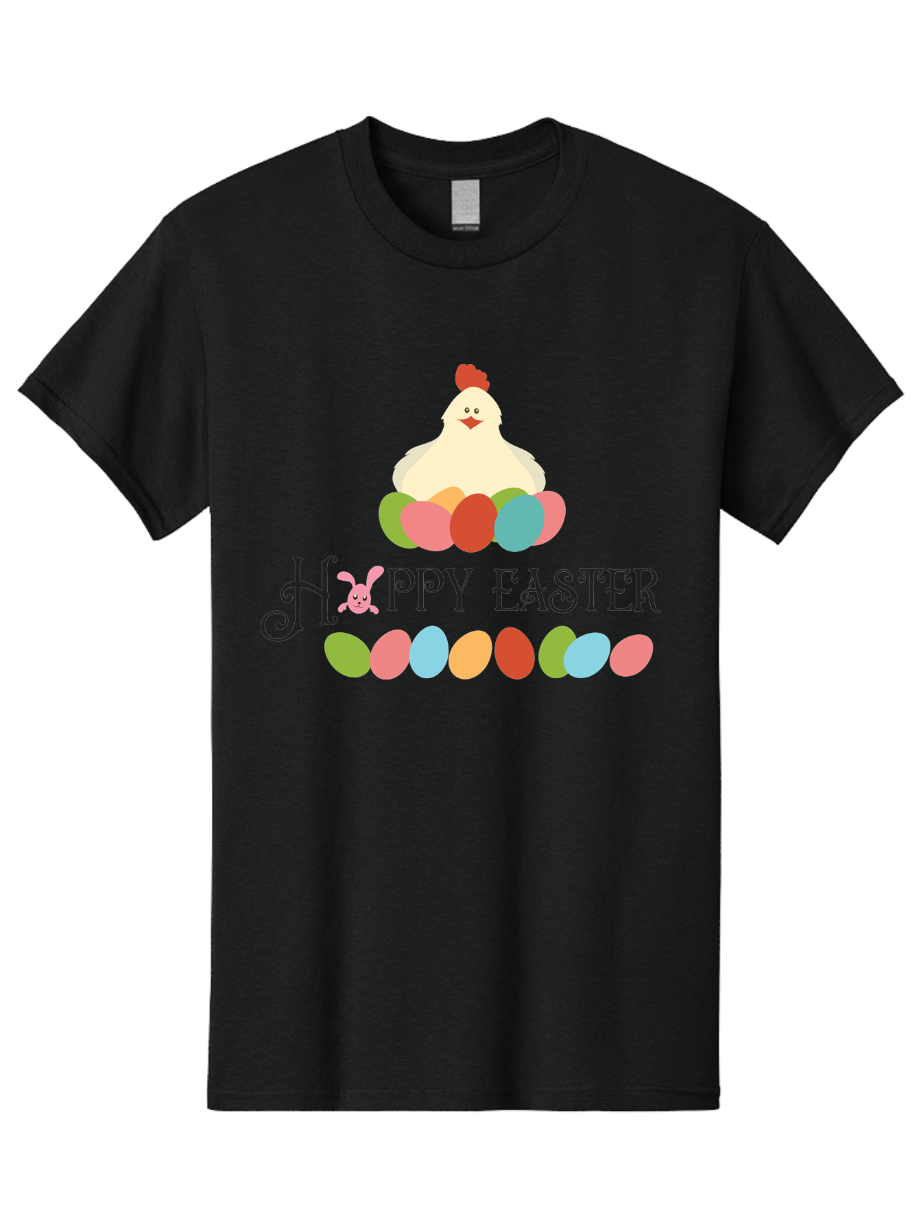 Happy-Easter Men'S Graphic Tee, 100% Cotton, Comfortable Casual Summer Wear, Machine Washable, Easter Eggs, Happy Easter, Easter Bunny, Easter Egg Hunt, Easter Celebration, Colorful Eggs, Spring Season, Chickens And Eggs Aac796