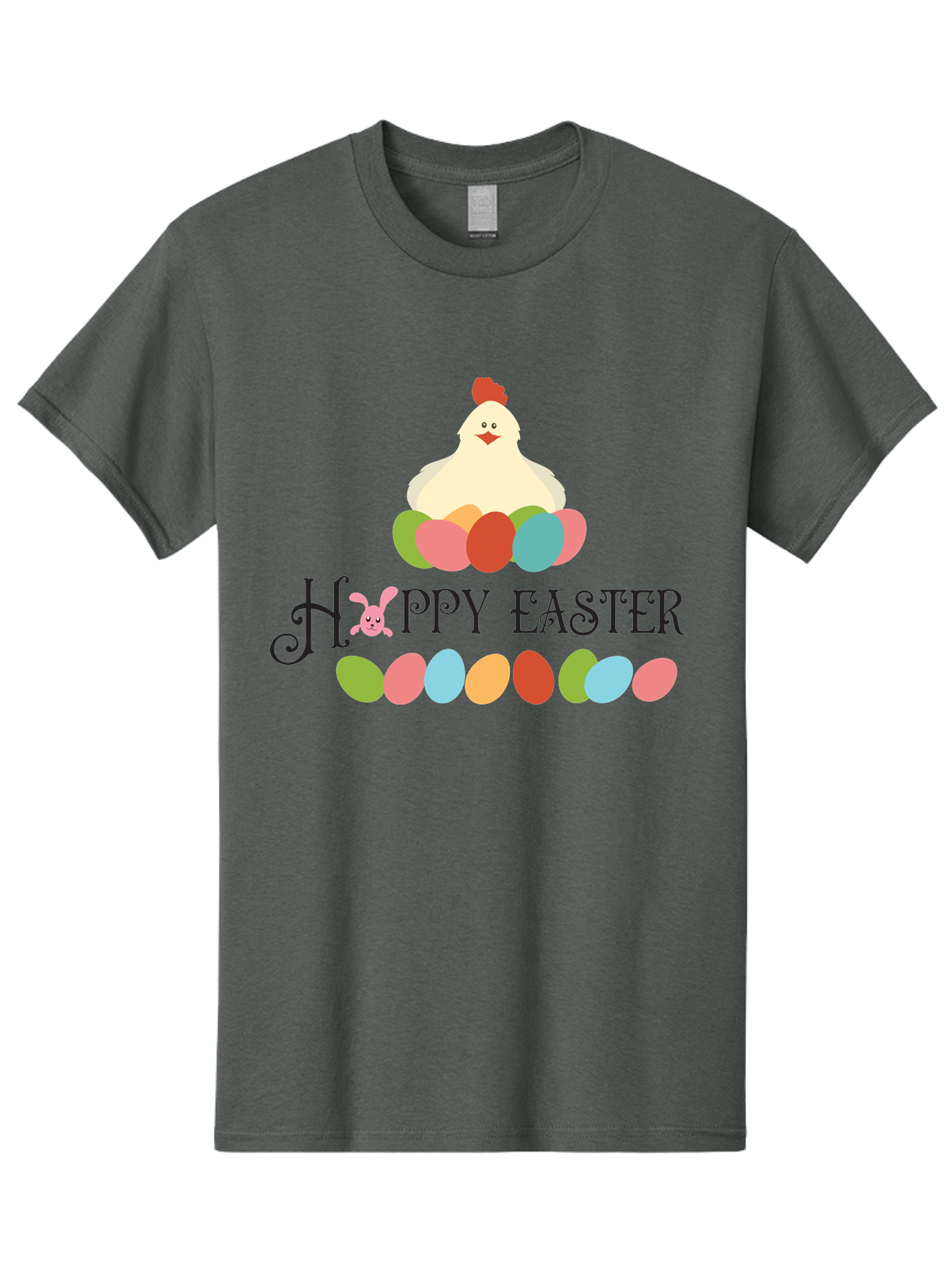 Happy-Easter Men'S Graphic Tee, 100% Cotton, Comfortable Casual Summer Wear, Machine Washable, Easter Eggs, Happy Easter, Easter Bunny, Easter Egg Hunt, Easter Celebration, Colorful Eggs, Spring Season, Chickens And Eggs Aac796