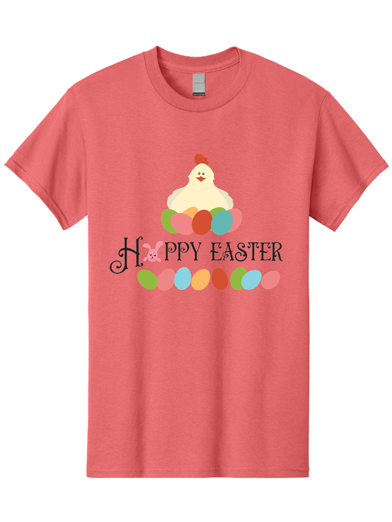 Happy-Easter Men'S Graphic Tee, 100% Cotton, Comfortable Casual Summer Wear, Machine Washable, Easter Eggs, Happy Easter, Easter Bunny, Easter Egg Hunt, Easter Celebration, Colorful Eggs, Spring Season, Chickens And Eggs Aac796