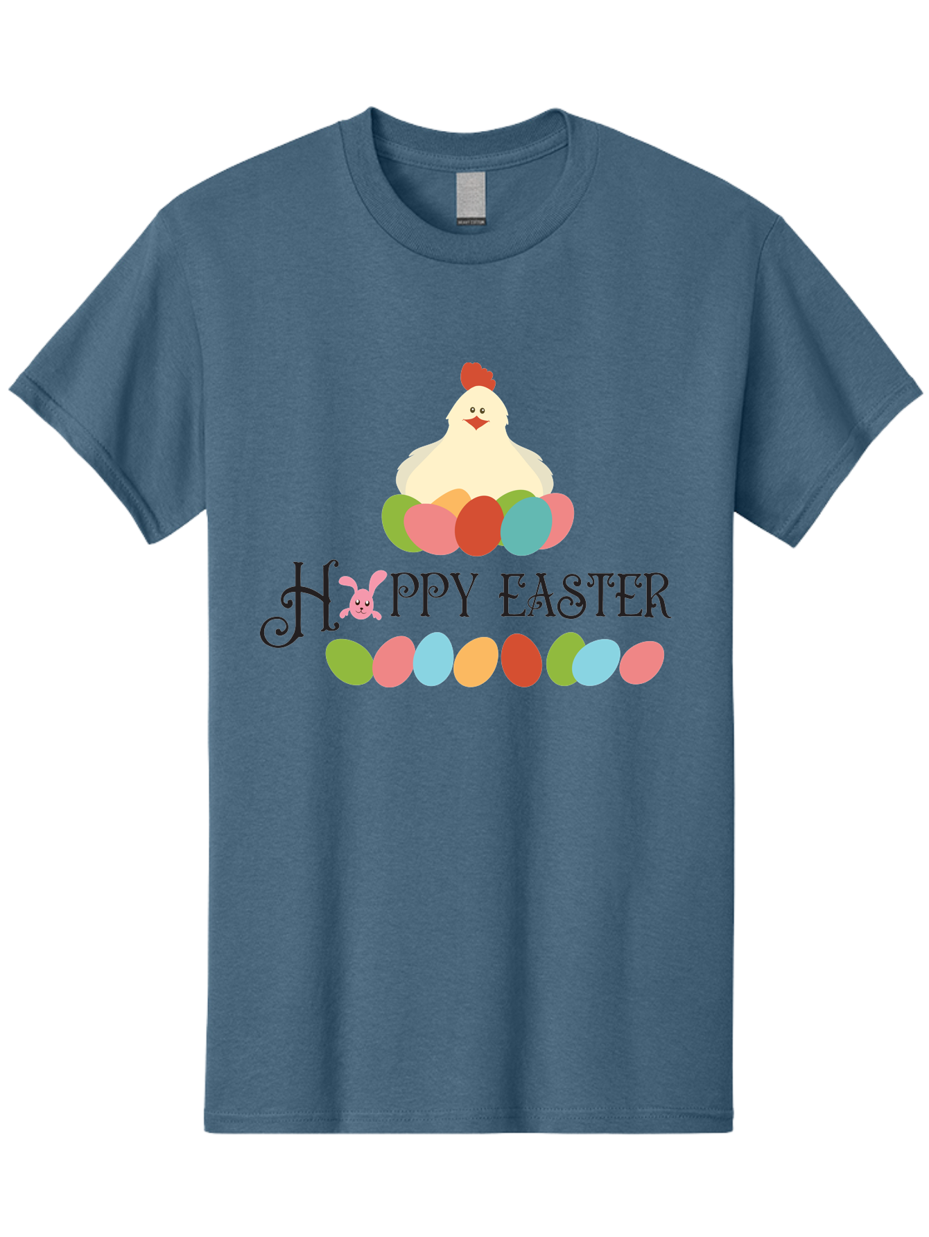Happy-Easter Men'S Graphic Tee, 100% Cotton, Comfortable Casual Summer Wear, Machine Washable, Easter Eggs, Happy Easter, Easter Bunny, Easter Egg Hunt, Easter Celebration, Colorful Eggs, Spring Season, Chickens And Eggs Aac796