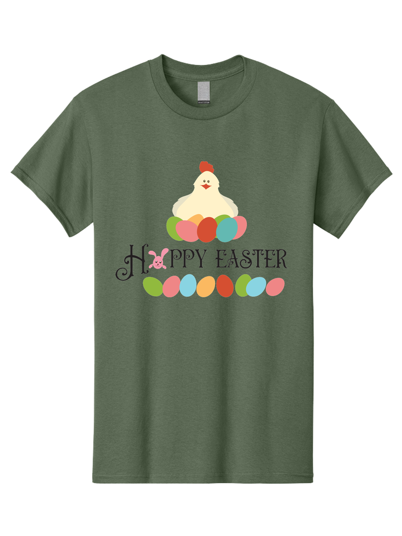 Happy-Easter Men'S Graphic Tee, 100% Cotton, Comfortable Casual Summer Wear, Machine Washable, Easter Eggs, Happy Easter, Easter Bunny, Easter Egg Hunt, Easter Celebration, Colorful Eggs, Spring Season, Chickens And Eggs Aac796