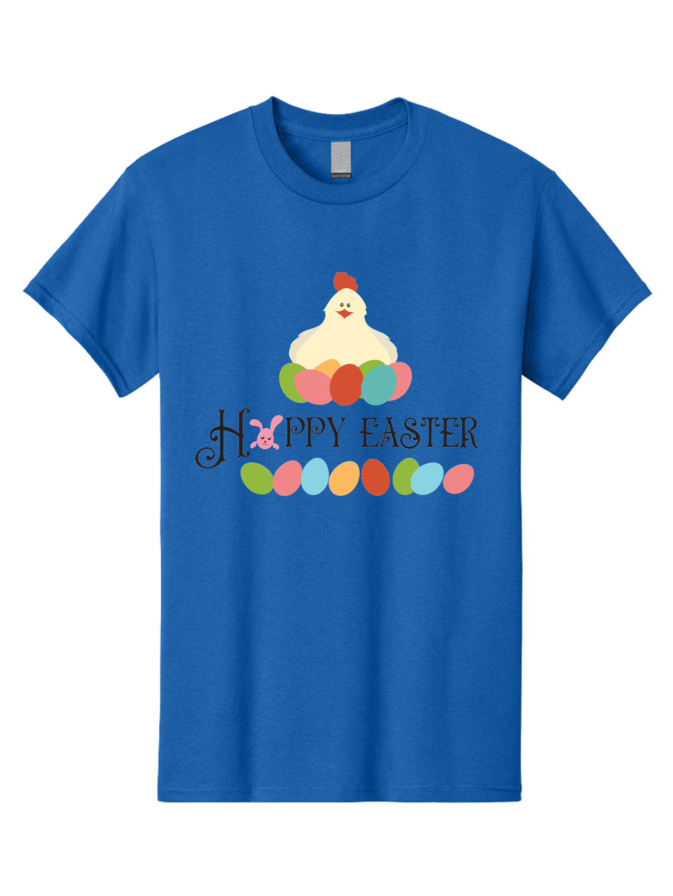 Happy-Easter Men'S Graphic Tee, 100% Cotton, Comfortable Casual Summer Wear, Machine Washable, Easter Eggs, Happy Easter, Easter Bunny, Easter Egg Hunt, Easter Celebration, Colorful Eggs, Spring Season, Chickens And Eggs Aac796