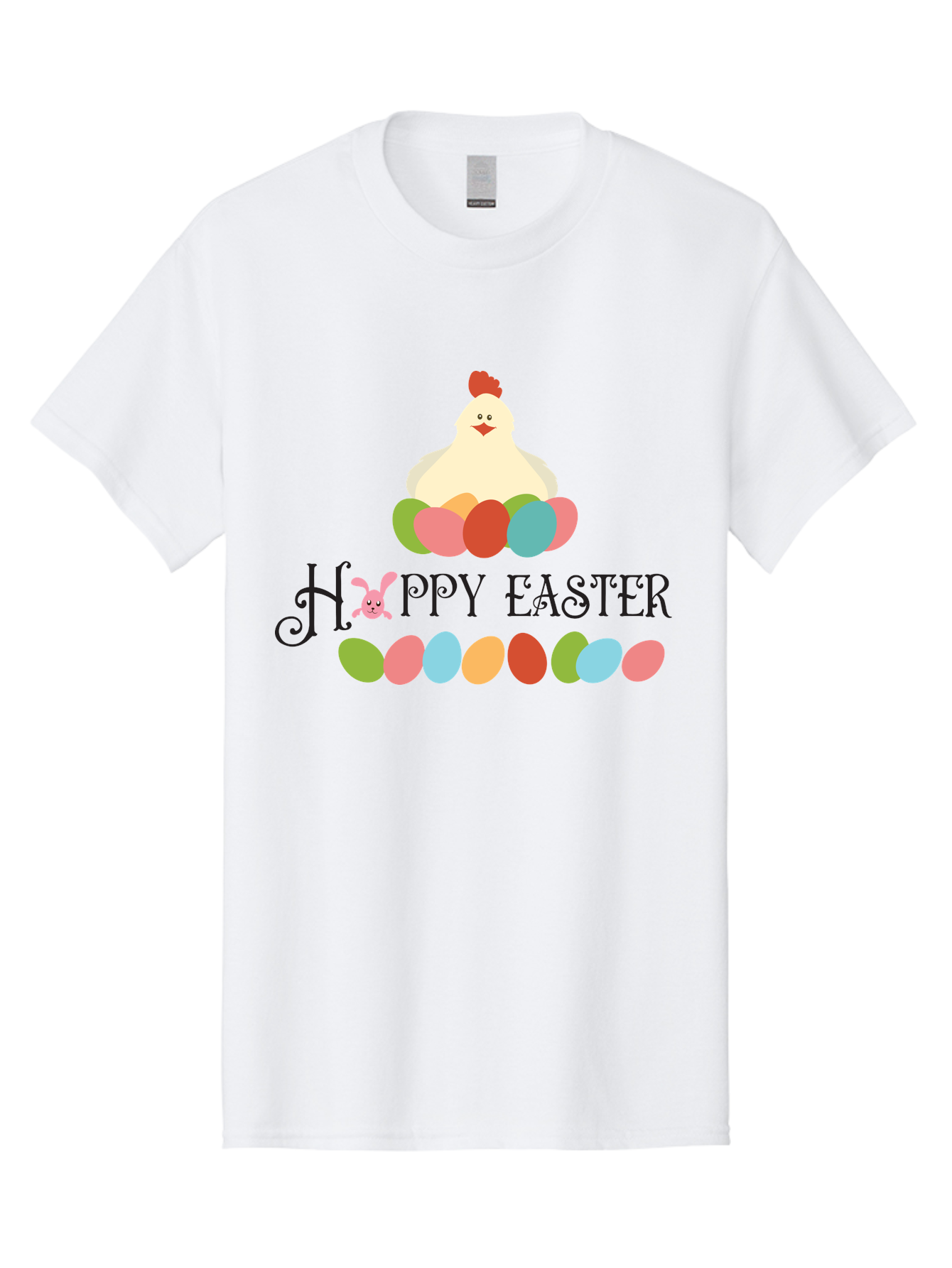 Happy-Easter Men'S Graphic Tee, 100% Cotton, Comfortable Casual Summer Wear, Machine Washable, Easter Eggs, Happy Easter, Easter Bunny, Easter Egg Hunt, Easter Celebration, Colorful Eggs, Spring Season, Chickens And Eggs Aac796