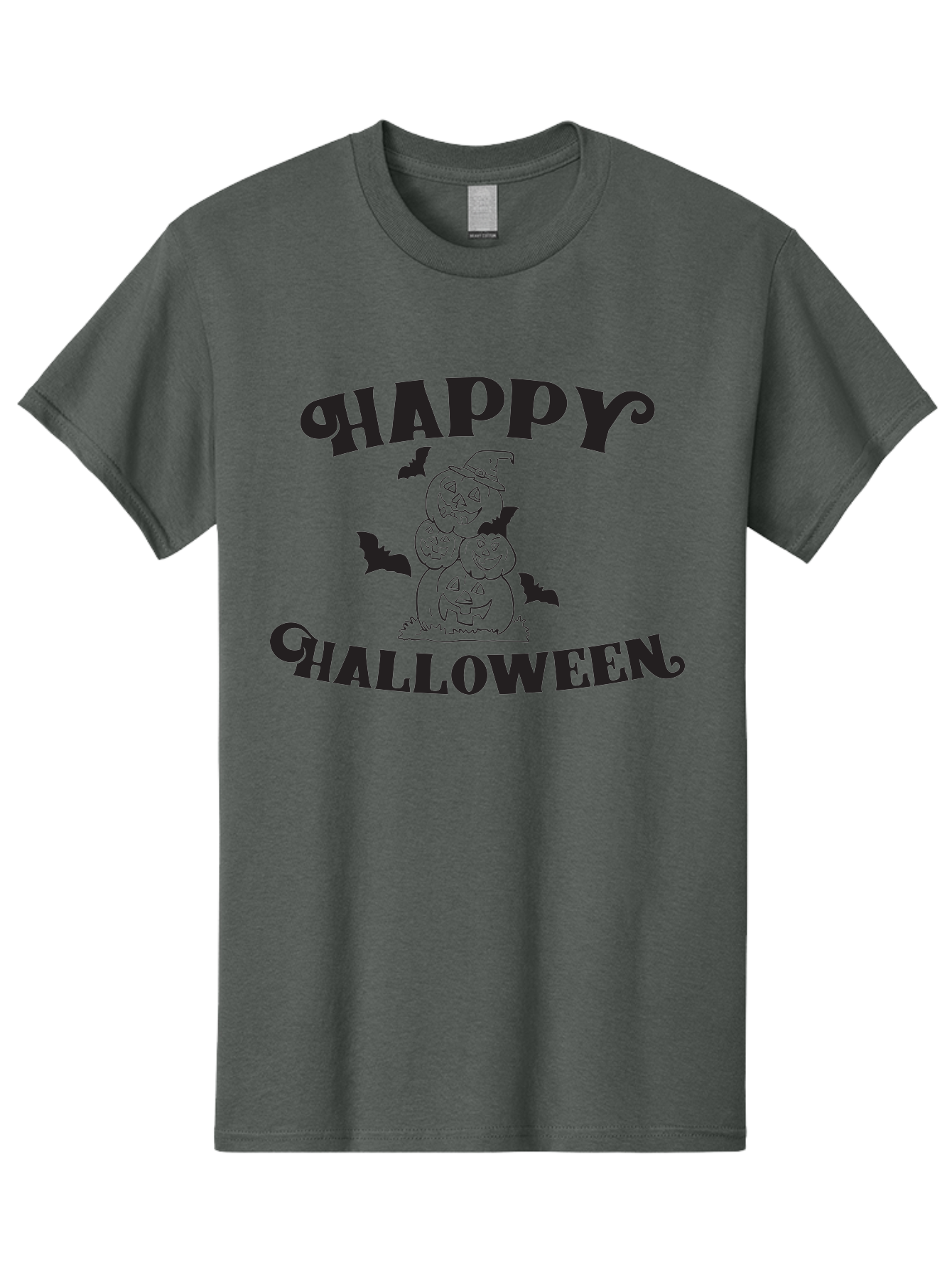Happy-Halloween Men'S Graphic Tee, 100% Cotton, Comfortable Casual Summer Wear, Machine Washable, Halloween Pumpkins, Jack O' Lanterns, Spooky Bats, Pumpkin Stack, Witch Hat, Halloween Graphics, Halloween Illustrations, Seasonal Design, Aac797