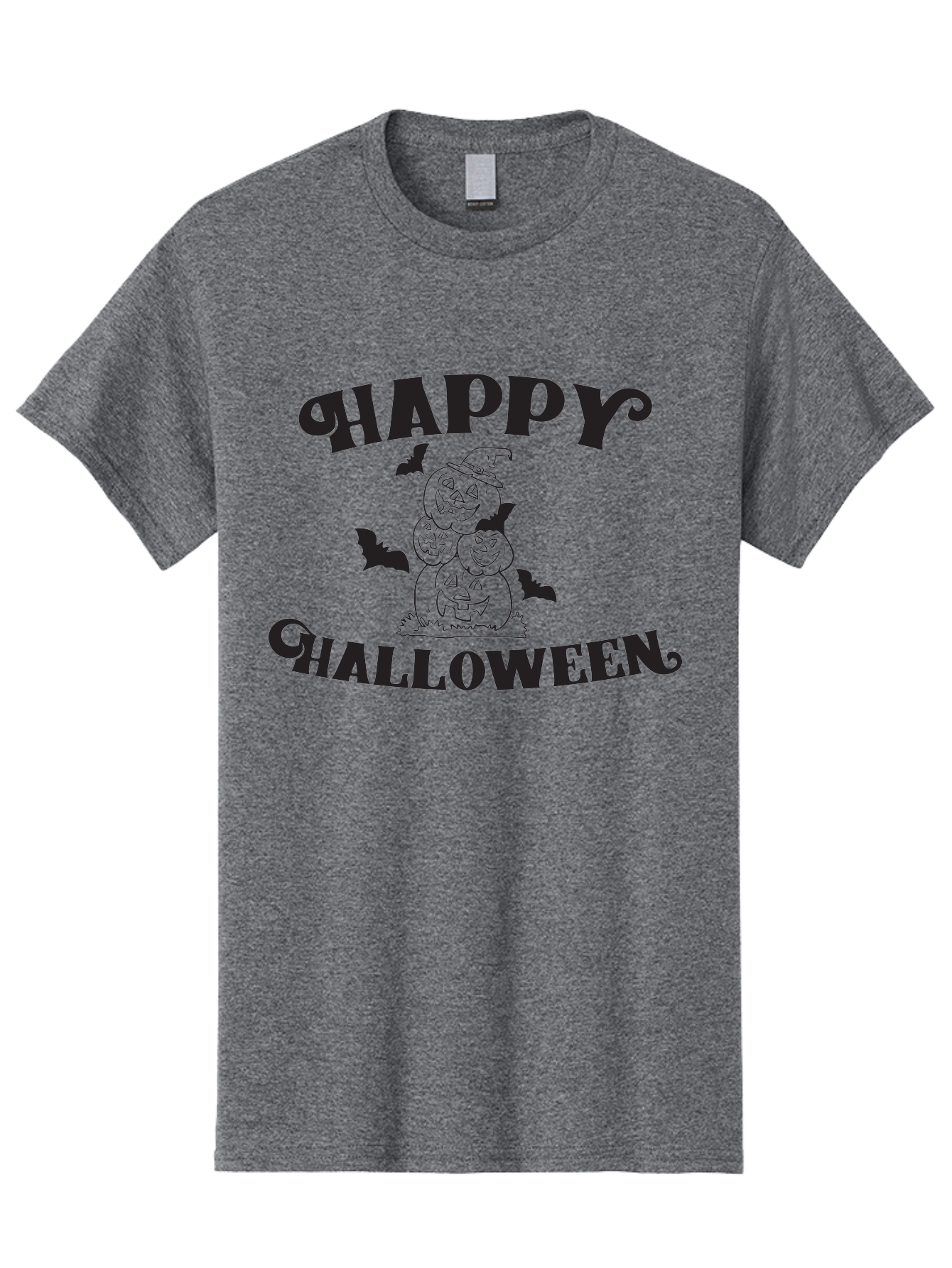 Happy-Halloween Men'S Graphic Tee, 100% Cotton, Comfortable Casual Summer Wear, Machine Washable, Halloween Pumpkins, Jack O' Lanterns, Spooky Bats, Pumpkin Stack, Witch Hat, Halloween Graphics, Halloween Illustrations, Seasonal Design, Aac797