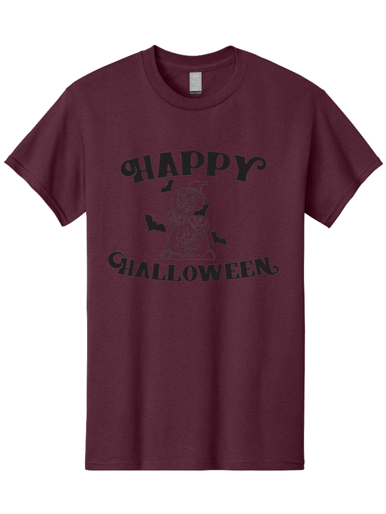 Happy-Halloween Men'S Graphic Tee, 100% Cotton, Comfortable Casual Summer Wear, Machine Washable, Halloween Pumpkins, Jack O' Lanterns, Spooky Bats, Pumpkin Stack, Witch Hat, Halloween Graphics, Halloween Illustrations, Seasonal Design, Aac797