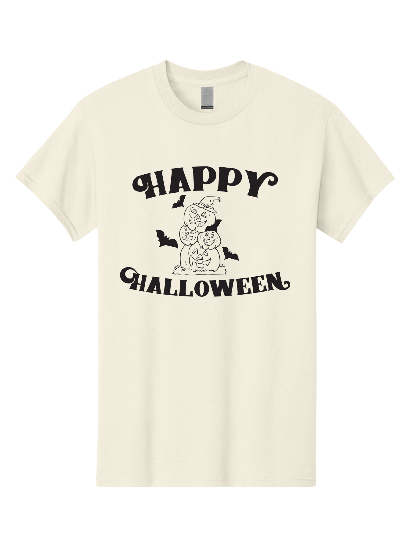 Happy-Halloween Men'S Graphic Tee, 100% Cotton, Comfortable Casual Summer Wear, Machine Washable, Halloween Pumpkins, Jack O' Lanterns, Spooky Bats, Pumpkin Stack, Witch Hat, Halloween Graphics, Halloween Illustrations, Seasonal Design, Aac797