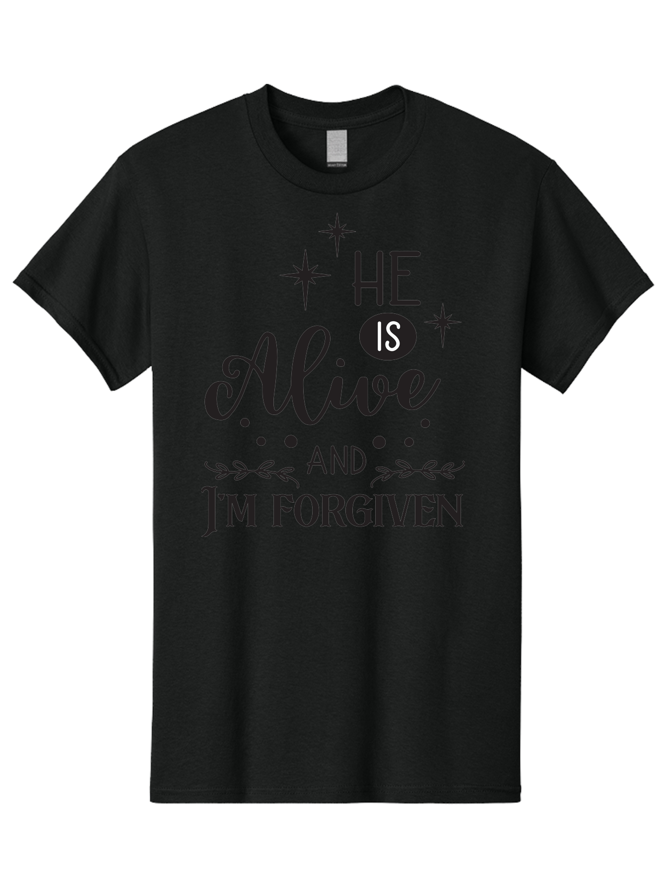 He-Is-Alive-And-I-M-Forgiven Men'S Graphic Tee, 100% Cotton, Comfortable Casual Summer Wear, Machine Washable, Inspirational Quote, Christian Message, Faith And Spirituality, Religious Text, Forgiveness And Salvation, Motivational Words, Aac805