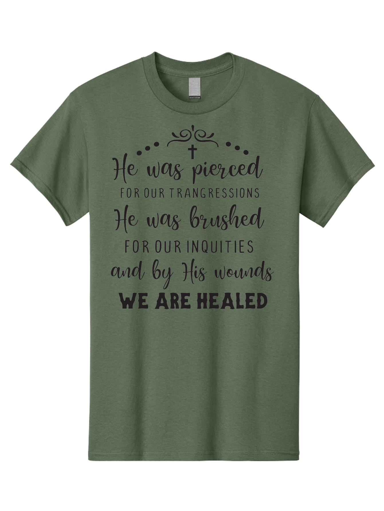 He-Was-Pierced Men'S Graphic Tee, 100% Cotton, Comfortable Casual Summer Wear, Machine Washable, Christian Inspirational Quote, Biblical Scripture, Faith Healing, Jesus Christ, Spiritual Growth, Hope And Redemption, Biblical Verse, Aac807