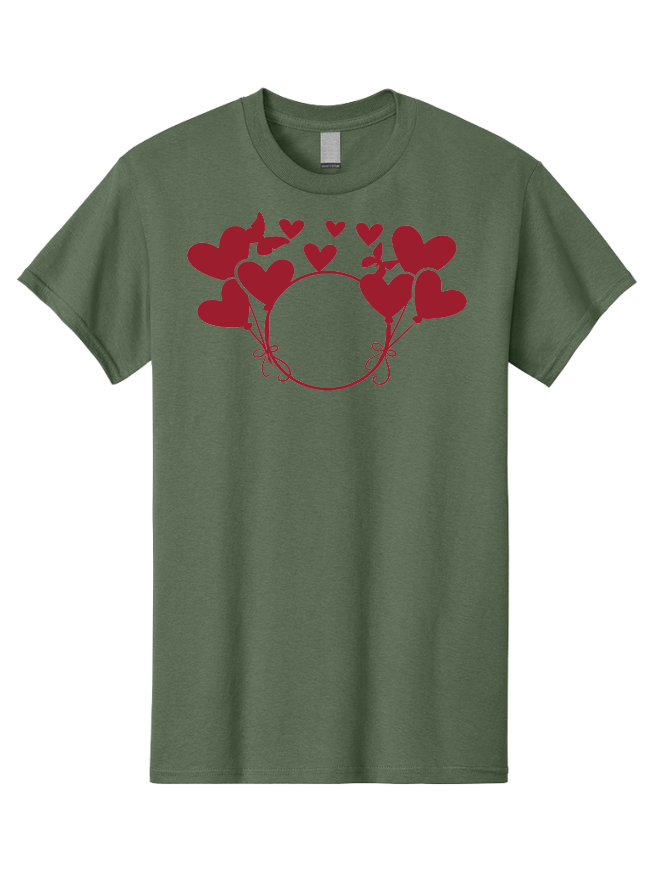 Hearts-Wreath Men'S Graphic Tee, 100% Cotton, Comfortable Casual Summer Wear, Machine Washable, Heart Shaped Frame, Floral Frame, Red Hearts, Heart Decoration, Valentines Day Decor, Love Theme, Heart Shaped Flowers, Decorative Frame, Aac813