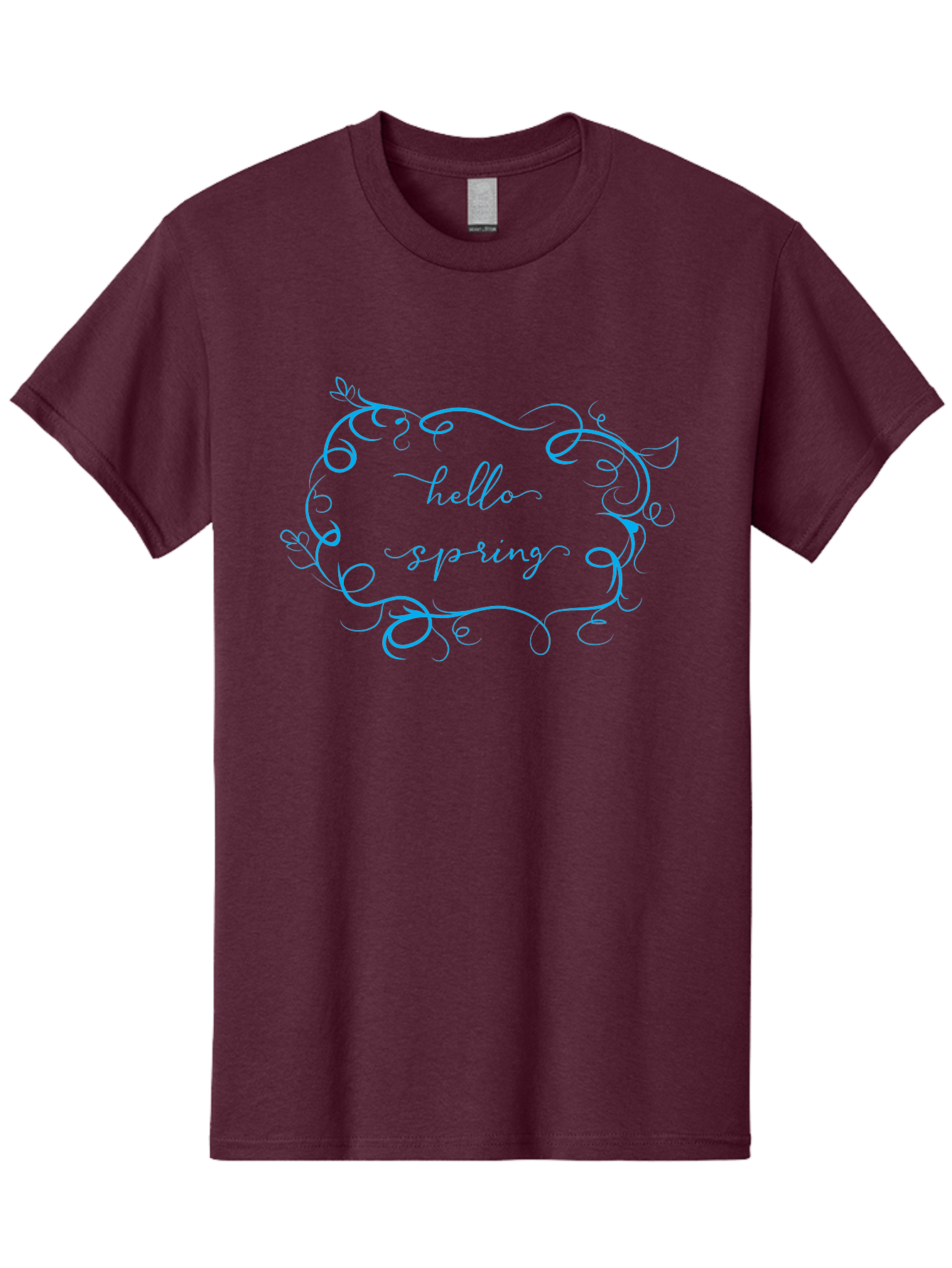Hello-Sprywing Men'S Graphic Tee, 100% Cotton, Comfortable Casual Summer Wear, Machine Washable, Decorative Frame, Elegant Design, Cursive Text, Hello Sassy, Artistic Typography, Floral Elements Aac814
