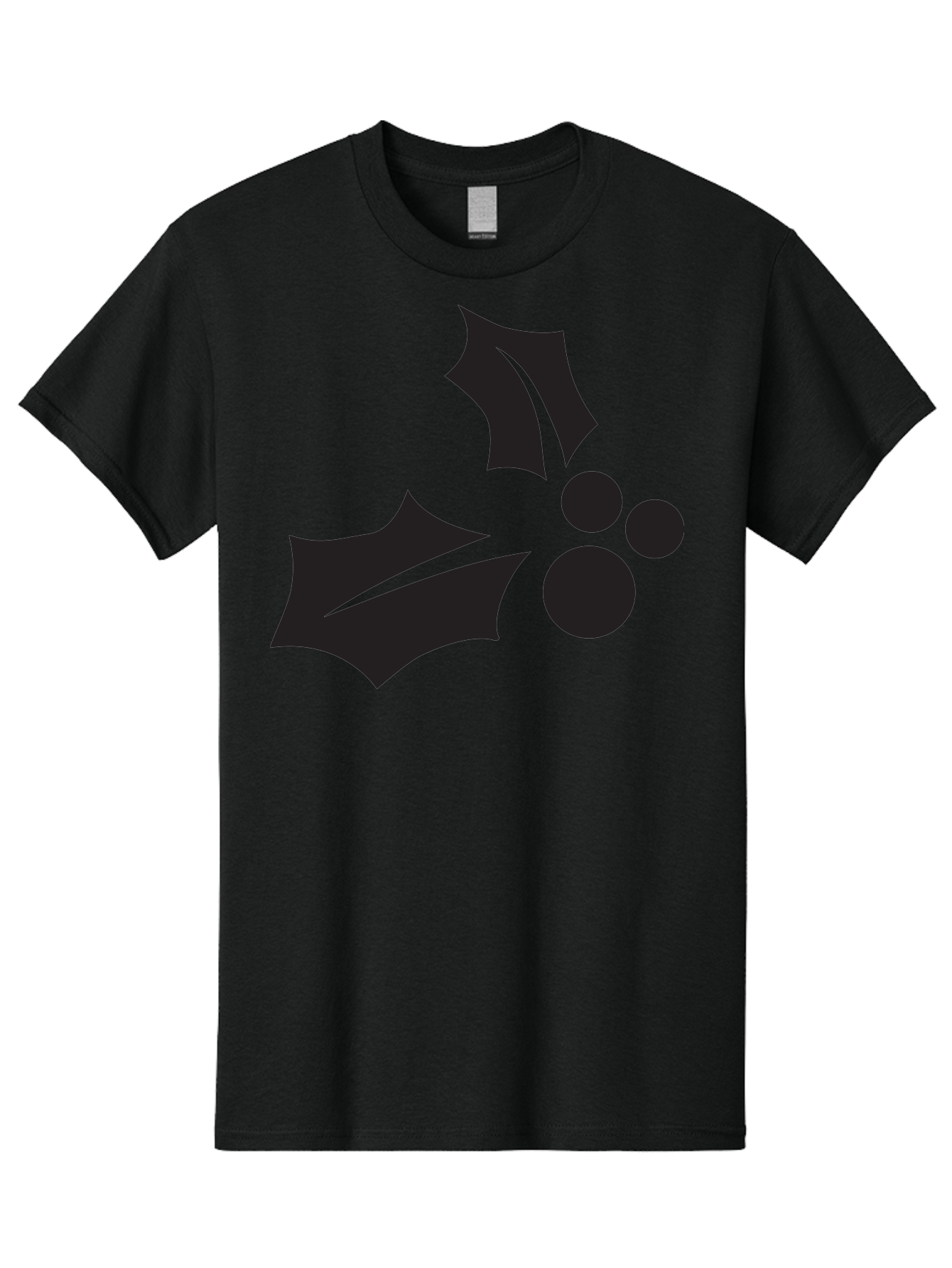 Holly-Leaves-And-Berries Men'S Graphic Tee, 100% Cotton, Comfortable Casual Summer Wear, Machine Washable, Holiday Holly, Christmas Leaves, Festive Berries, Black Silhouette, Minimalist Design, Winter Decor, Seasonal Graphics Aac823