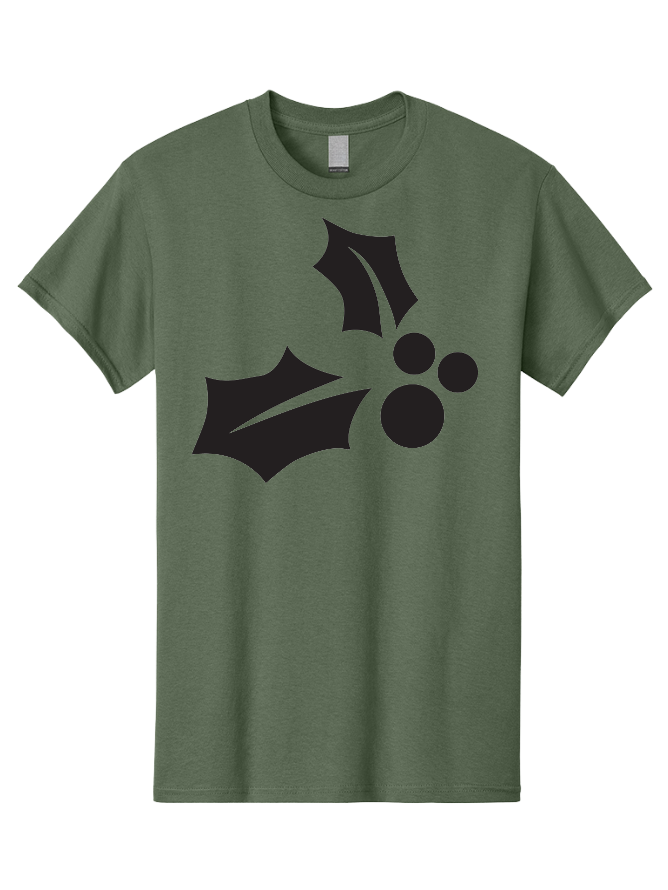 Holly-Leaves-And-Berries Men'S Graphic Tee, 100% Cotton, Comfortable Casual Summer Wear, Machine Washable, Holiday Holly, Christmas Leaves, Festive Berries, Black Silhouette, Minimalist Design, Winter Decor, Seasonal Graphics Aac823