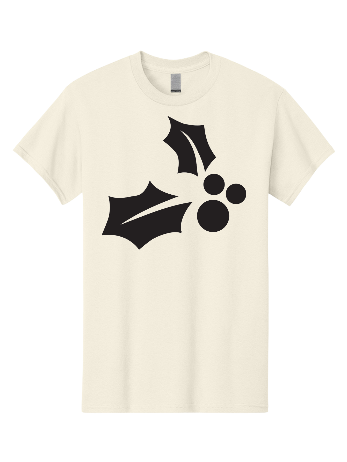Holly-Leaves-And-Berries Men'S Graphic Tee, 100% Cotton, Comfortable Casual Summer Wear, Machine Washable, Holiday Holly, Christmas Leaves, Festive Berries, Black Silhouette, Minimalist Design, Winter Decor, Seasonal Graphics Aac823