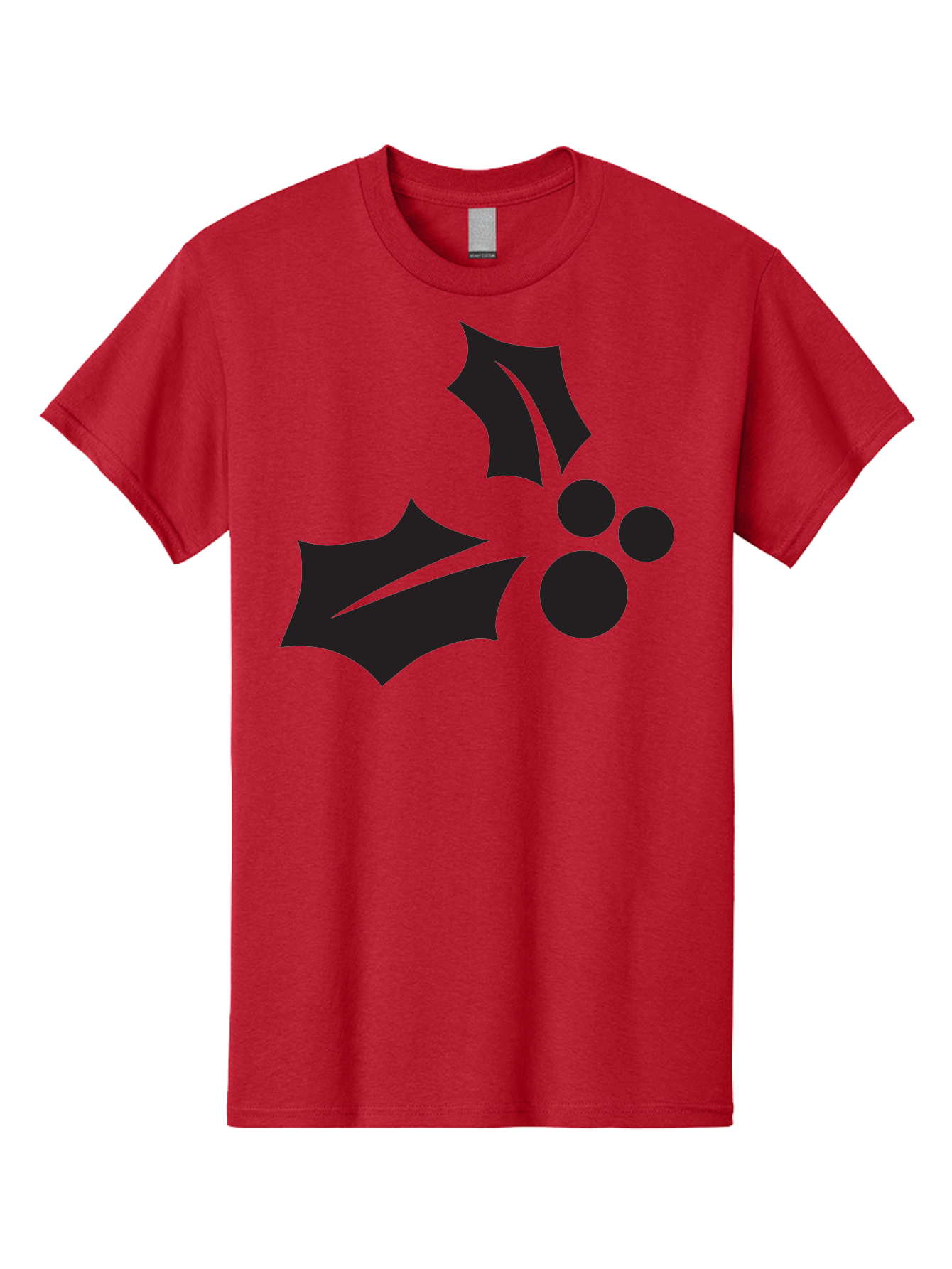 Holly-Leaves-And-Berries Men'S Graphic Tee, 100% Cotton, Comfortable Casual Summer Wear, Machine Washable, Holiday Holly, Christmas Leaves, Festive Berries, Black Silhouette, Minimalist Design, Winter Decor, Seasonal Graphics Aac823