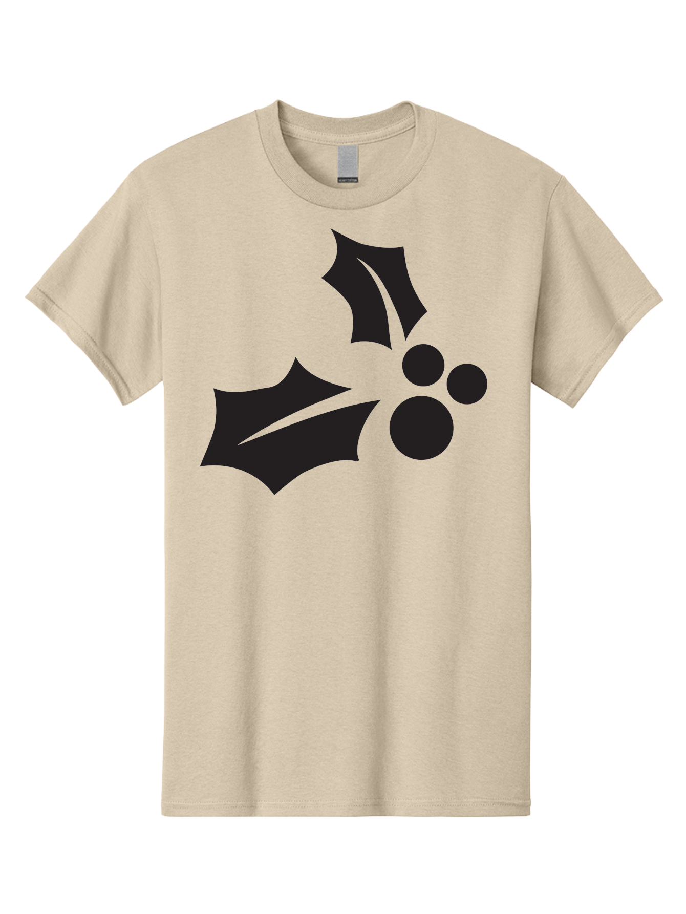 Holly-Leaves-And-Berries Men'S Graphic Tee, 100% Cotton, Comfortable Casual Summer Wear, Machine Washable, Holiday Holly, Christmas Leaves, Festive Berries, Black Silhouette, Minimalist Design, Winter Decor, Seasonal Graphics Aac823