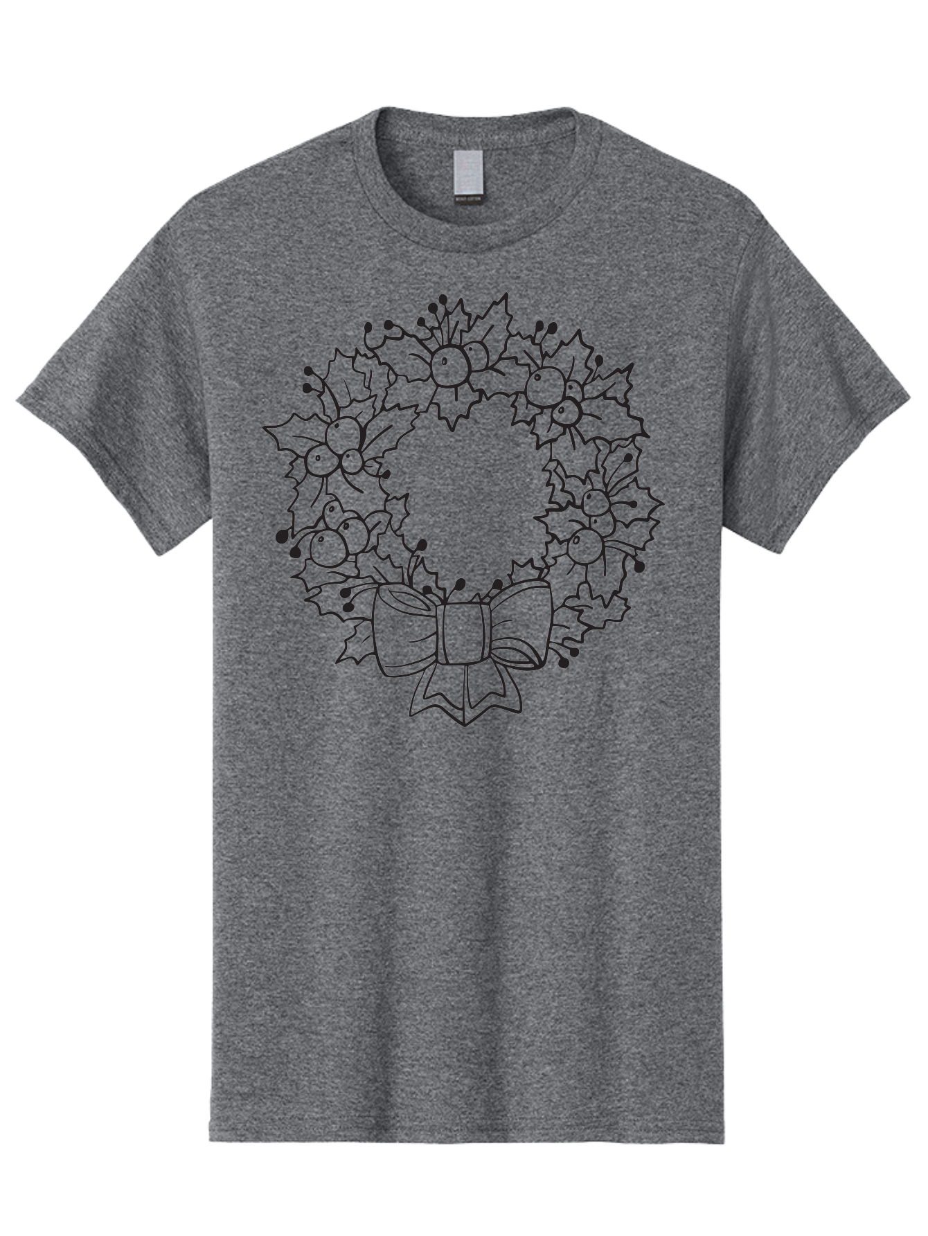 Holly-Wreath-With-Bow Men'S Graphic Tee, 100% Cotton, Comfortable Casual Summer Wear, Machine Washable, Christmas Wreath, Festive Decoration, Holly Leaves, Berries, Bow, Holiday Decor, Winter Season, Christmas Celebration, Festive Atmosphere, Aac824