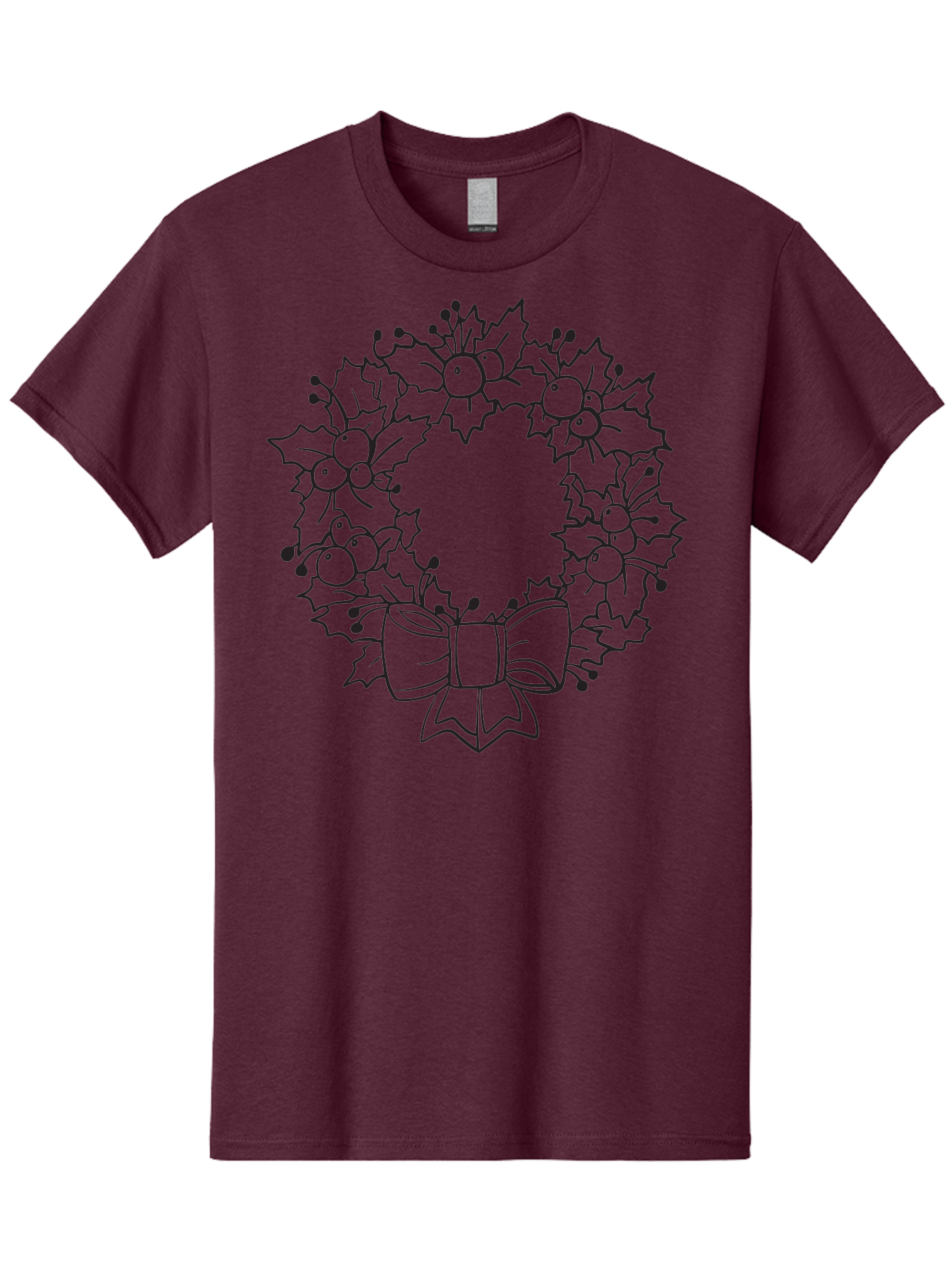 Holly-Wreath-With-Bow Men'S Graphic Tee, 100% Cotton, Comfortable Casual Summer Wear, Machine Washable, Christmas Wreath, Festive Decoration, Holly Leaves, Berries, Bow, Holiday Decor, Winter Season, Christmas Celebration, Festive Atmosphere, Aac824