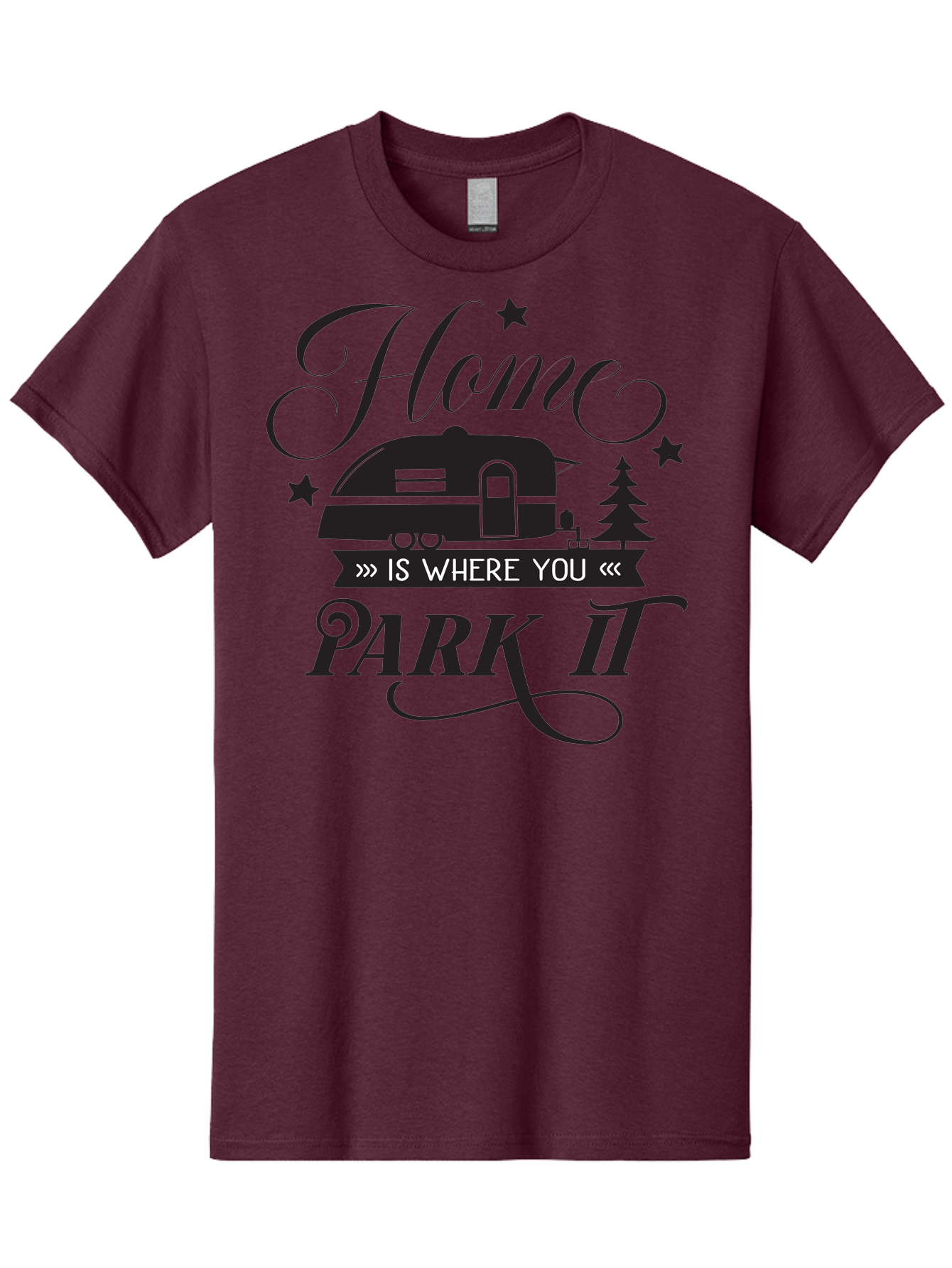 Home-Is-Where-You-Park-It Men'S Graphic Tee, 100% Cotton, Comfortable Casual Summer Wear, Machine Washable, Camping Life, Camper Trailer, Outdoor Adventure, Travel Trailer, Recreational Vehicle, Camping Quote, Travel Quote, Rv Lifestyle, Aac825
