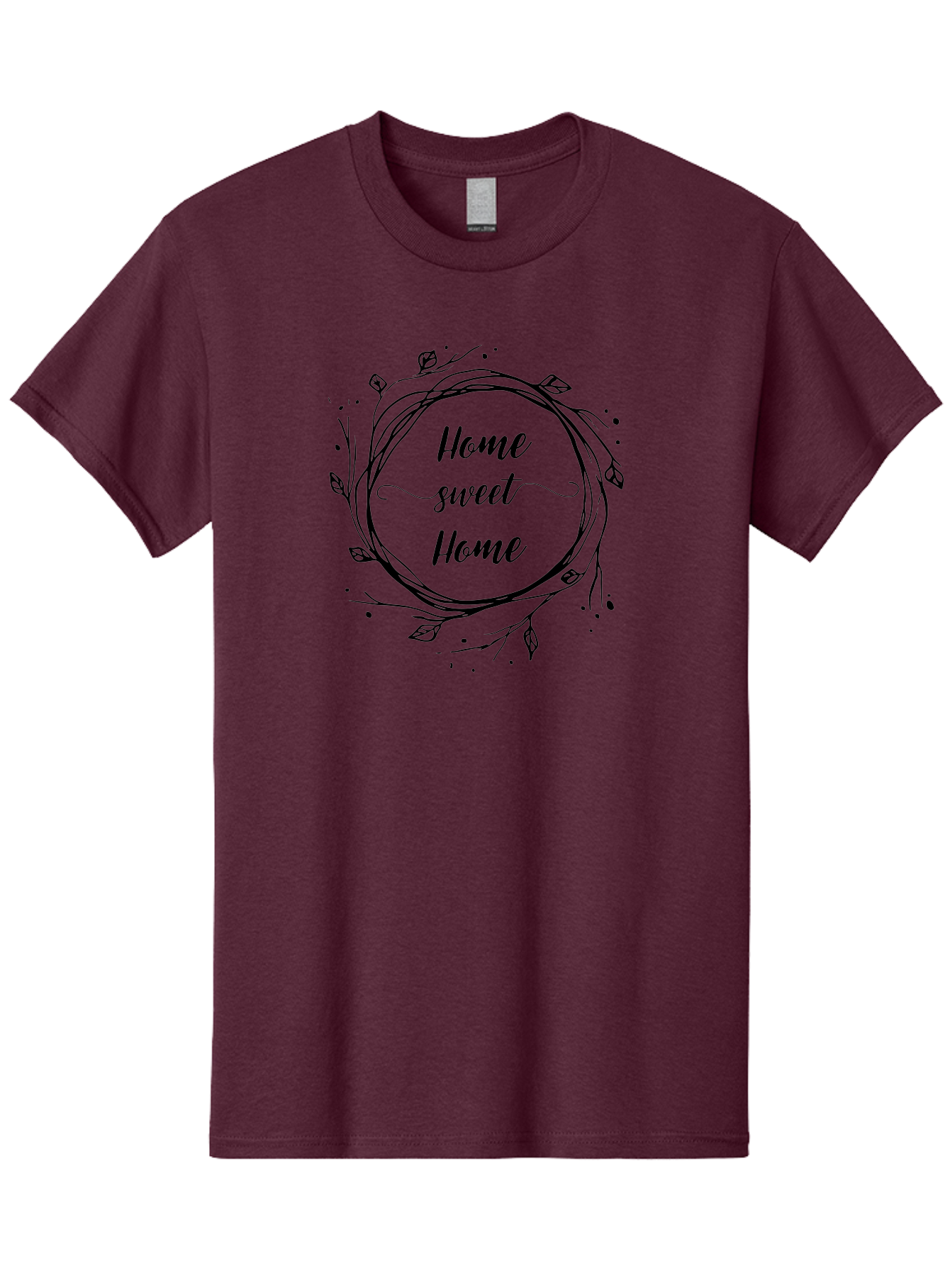 Home-Sweet-Home Men'S Graphic Tee, 100% Cotton, Comfortable Casual Summer Wear, Machine Washable, Home Decor, Cozy Living, Home Sweet Home, Minimalist Design, Elegant Typography, Floral Wreath, Simple Elegance, Home Inspiration Aac826
