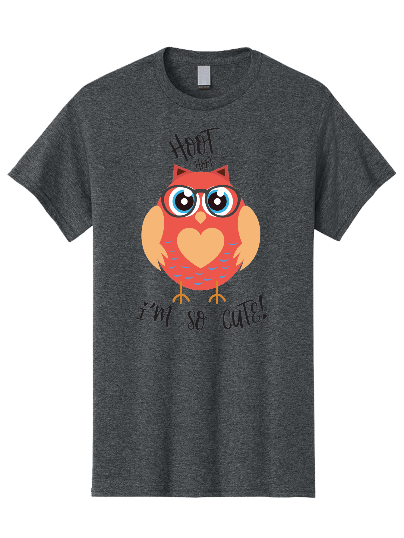 Hoot-Hoot-Owl Men'S Graphic Tee, 100% Cotton, Comfortable Casual Summer Wear, Machine Washable, Cartoon Owl, Heart-Shaped Chest, Glasses, Big Eyes, Cute Animal, Funny Illustration, Whimsical Design, Hoot Hoot, Adorable Creature, Aac827