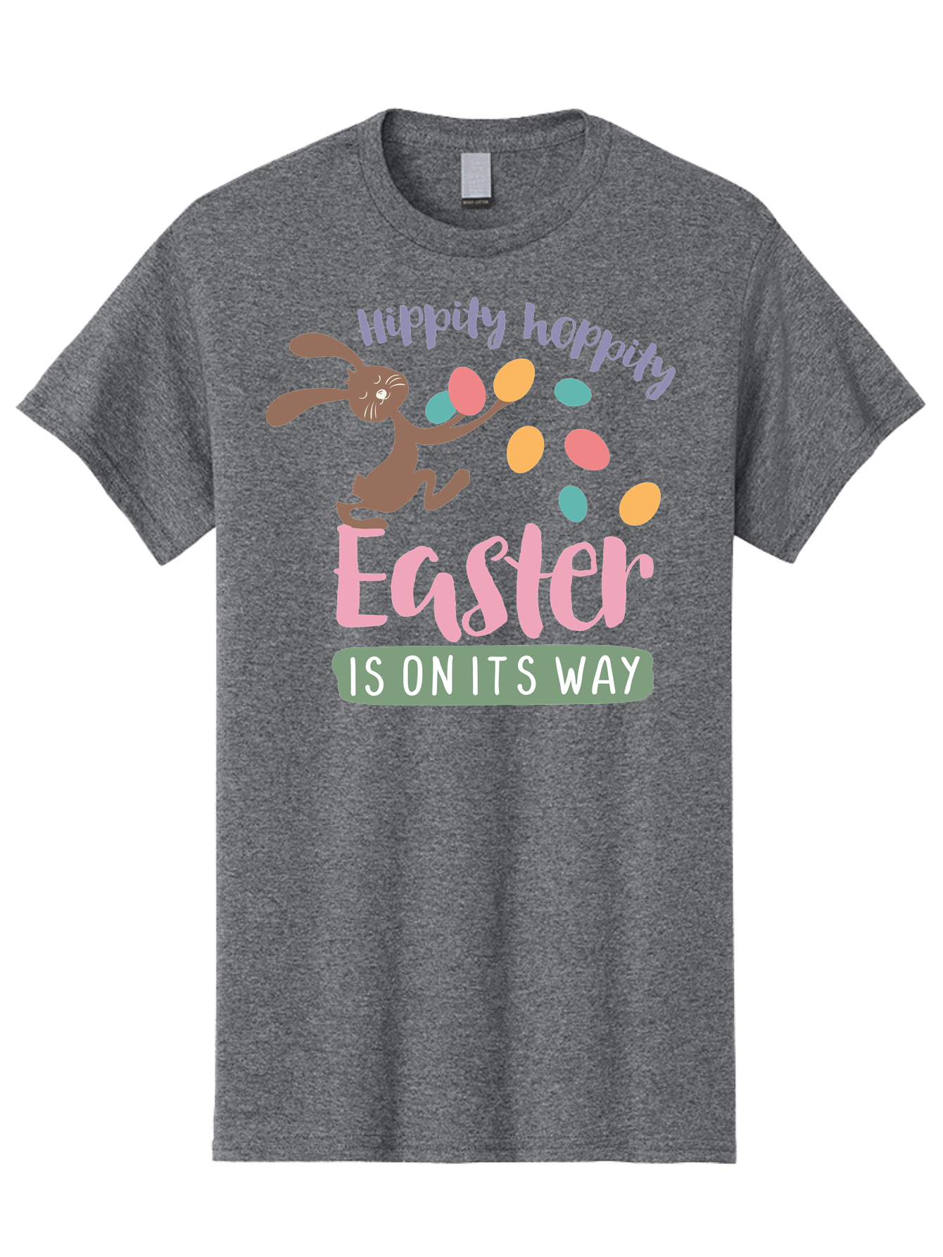 Hoppily-Hopping-Easter Men'S Graphic Tee, 100% Cotton, Comfortable Casual Summer Wear, Machine Washable, Easter Bunny, Easter Eggs, Colorful Eggs, Spring Holiday, Festive Graphics, Happy Easter, Hippidy Hoppity Aac829