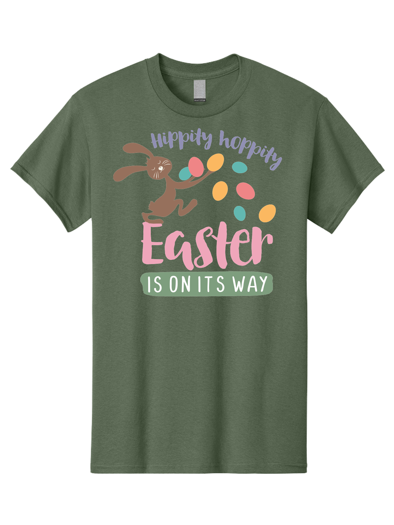 Hoppily-Hopping-Easter Men'S Graphic Tee, 100% Cotton, Comfortable Casual Summer Wear, Machine Washable, Easter Bunny, Easter Eggs, Colorful Eggs, Spring Holiday, Festive Graphics, Happy Easter, Hippidy Hoppity Aac829