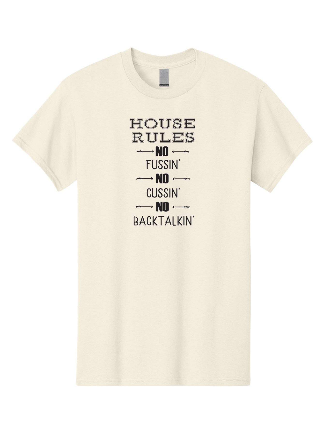 House-Rules Men'S Graphic Tee, 100% Cotton, Comfortable Casual Summer Wear, Machine Washable, House Rules, No Fussin', No Cussin', No Backtalkin', Household Rules, Family Guidelines, Behavioral Expectations, Household Etiquette Aac832