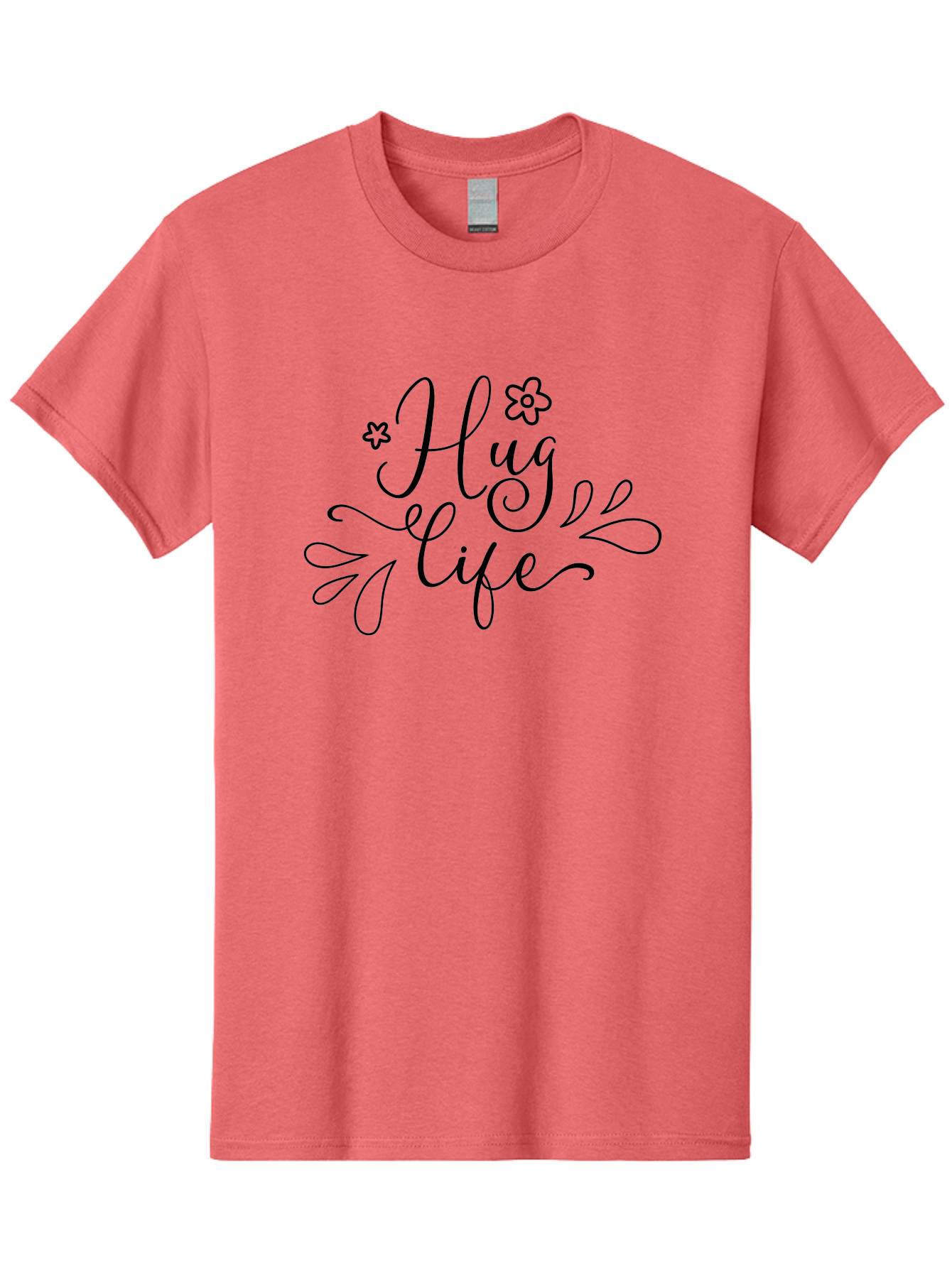 Hug-Life Men'S Graphic Tee, 100% Cotton, Comfortable Casual Summer Wear, Machine Washable, Motivational Quote, Inspirational Message, Positivity, Love, Happiness, Hand-Lettering, Floral Design, Artistic Calligraphy, Uplifting Words, Aac837