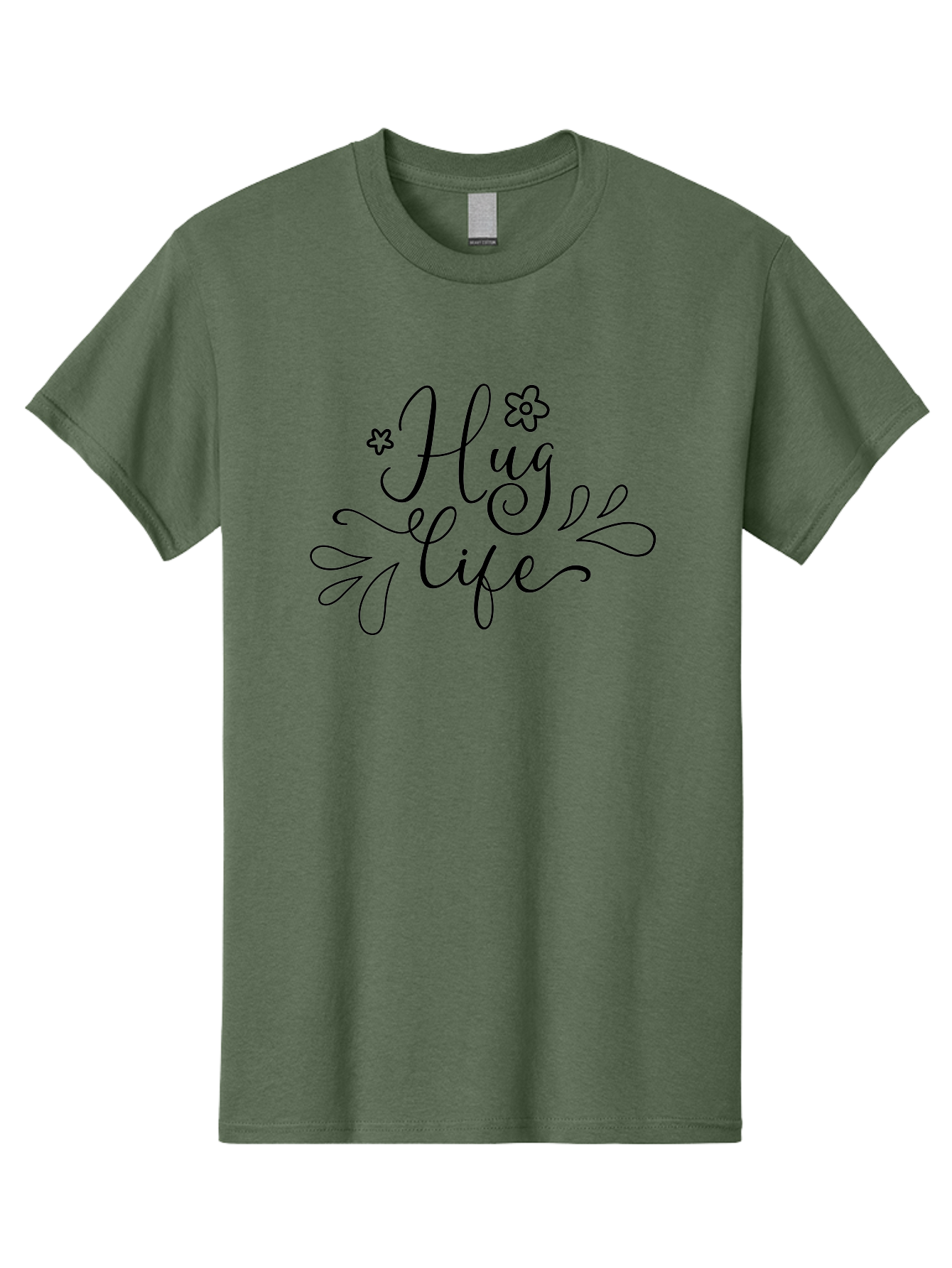 Hug-Life Men'S Graphic Tee, 100% Cotton, Comfortable Casual Summer Wear, Machine Washable, Motivational Quote, Inspirational Message, Positivity, Love, Happiness, Hand-Lettering, Floral Design, Artistic Calligraphy, Uplifting Words, Aac837