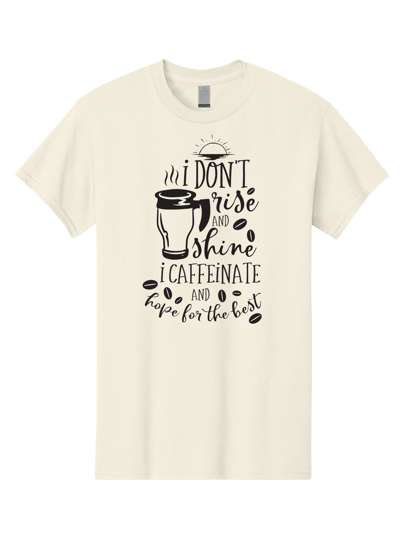 I-Don-T-Rise-And-Shine-I-Caffeinate Men'S Graphic Tee, 100% Cotton, Comfortable Casual Summer Wear, Machine Washable, Coffee-Themed Quote, Morning Motivation, Caffeine Humor, Coffee Lover Quotes, Funny Coffee Sayings, Coffee Mug Design, Aac844