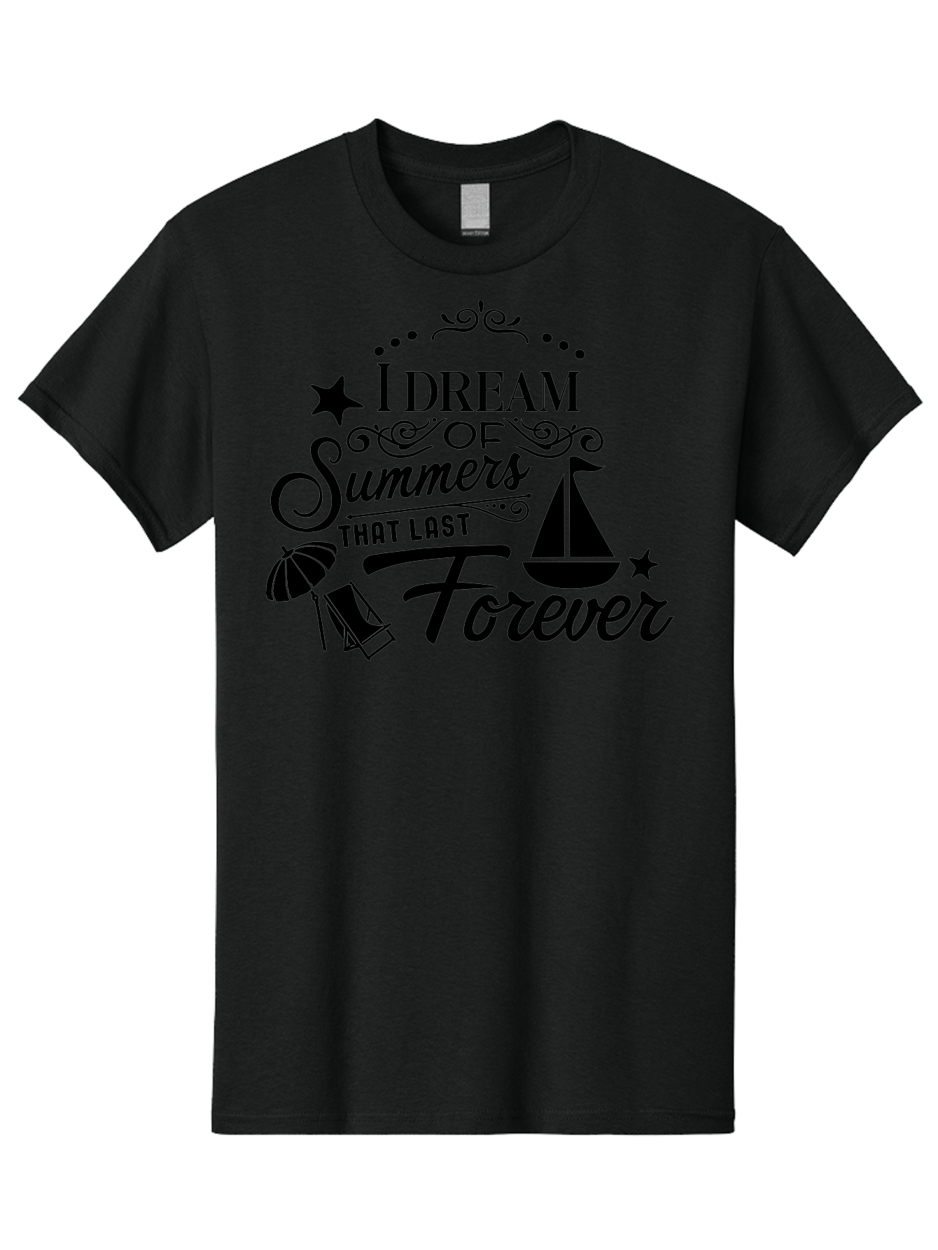 I-Dream-Of-Summers-That-Last-Forever Men'S Graphic Tee, 100% Cotton, Comfortable Casual Summer Wear, Machine Washable, Summertime Vibes, Sailing, Beach Umbrella, Summer Dreams, Endless Summer, Sailboat, Beach Life, Vacation Mode, Aac845