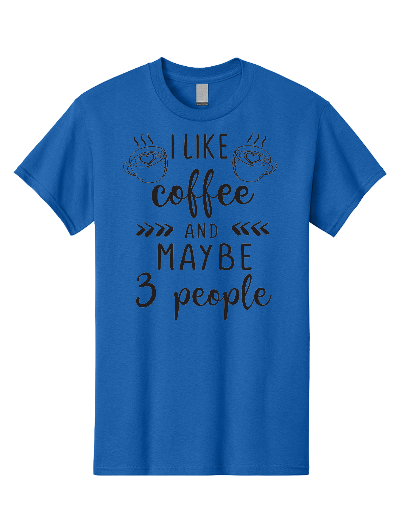 I-Like-Coffee-And-Maybe-3-People Men'S Graphic Tee, 100% Cotton, Comfortable Casual Summer Wear, Machine Washable, Coffee Lover, Quirky Humor, Anti-Social Humor, Coffee Quotes, Funny Sayings, Coffee Cups With Hearts, Hand-Drawn Elements, Aac850