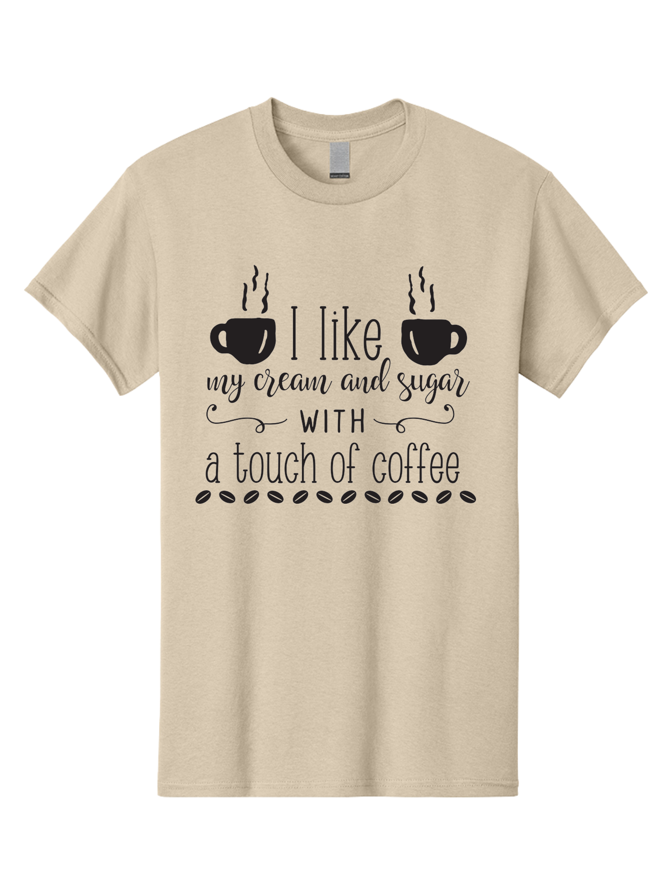 I-Like-My-Cream-And-Sugar Men'S Graphic Tee, 100% Cotton, Comfortable Casual Summer Wear, Machine Washable, Coffee Quote, Funny Coffee Sayings, Coffee Humor, Coffee Lover, Coffee Addiction, Morning Motivation, Coffee Beans, Steaming Cups Aac851