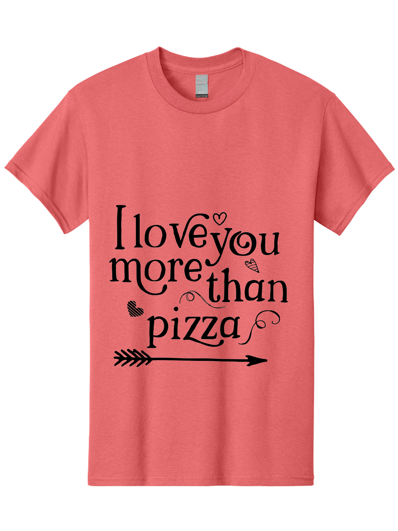 I-Love-You-More-Than-Pizza Men'S Graphic Tee, 100% Cotton, Comfortable Casual Summer Wear, Machine Washable, Love Quote, Pizza Love, Romantic Phrase, Heartwarming Saying, Valentine'S Day Message, Cute Typography, Arrow Design, Whimsical Hearts Aac857