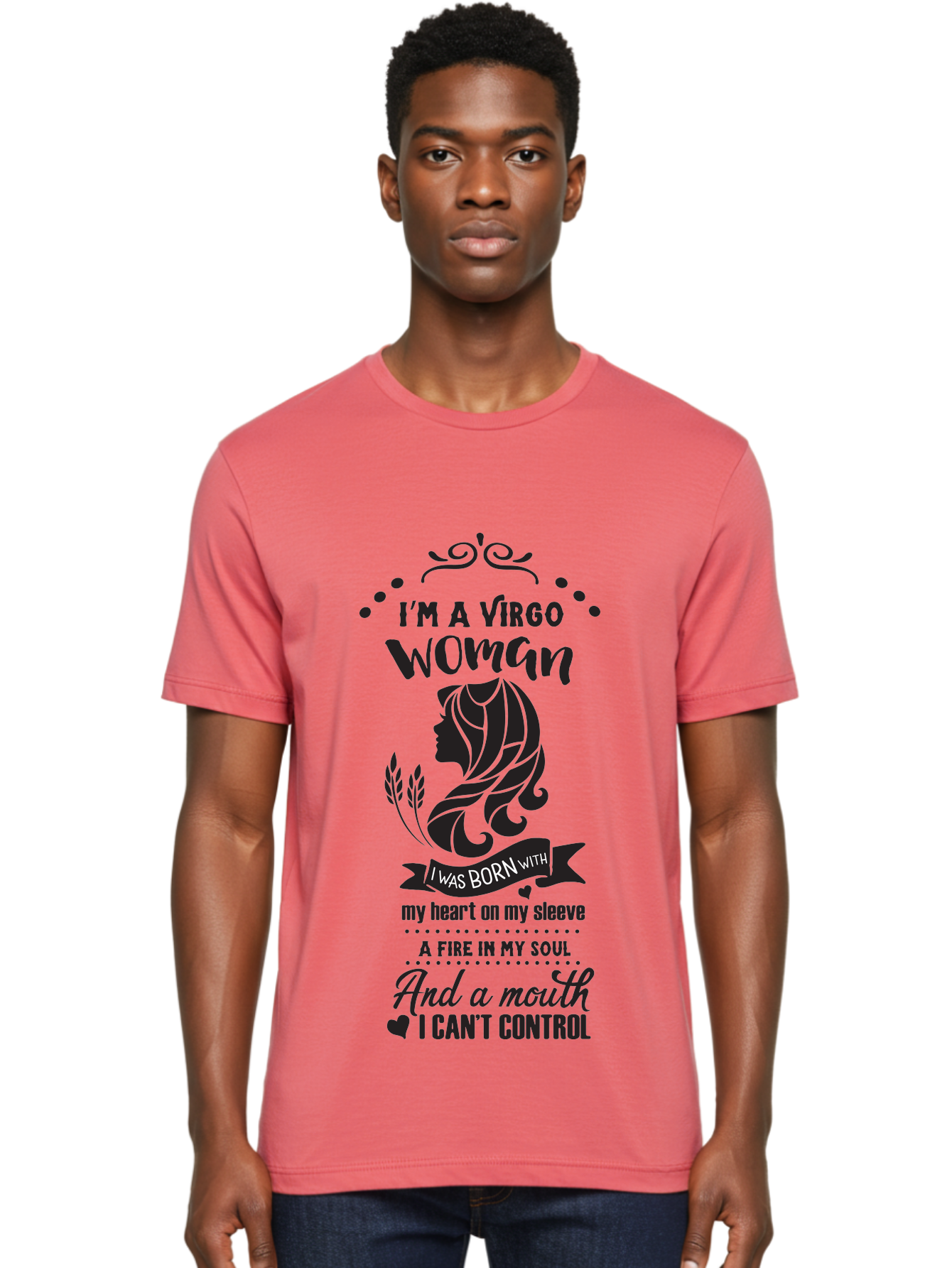 I-M-Virgo-Woman Men'S Graphic Tee, 100% Cotton, Comfortable Casual Summer Wear, Machine Washable, Virgo Woman, Astrological Sign, Zodiac Personality, Strong Female, Heart On Sleeve, Fire In Soul, Outspoken, Virgo Traits, Confident Woman, Aac869